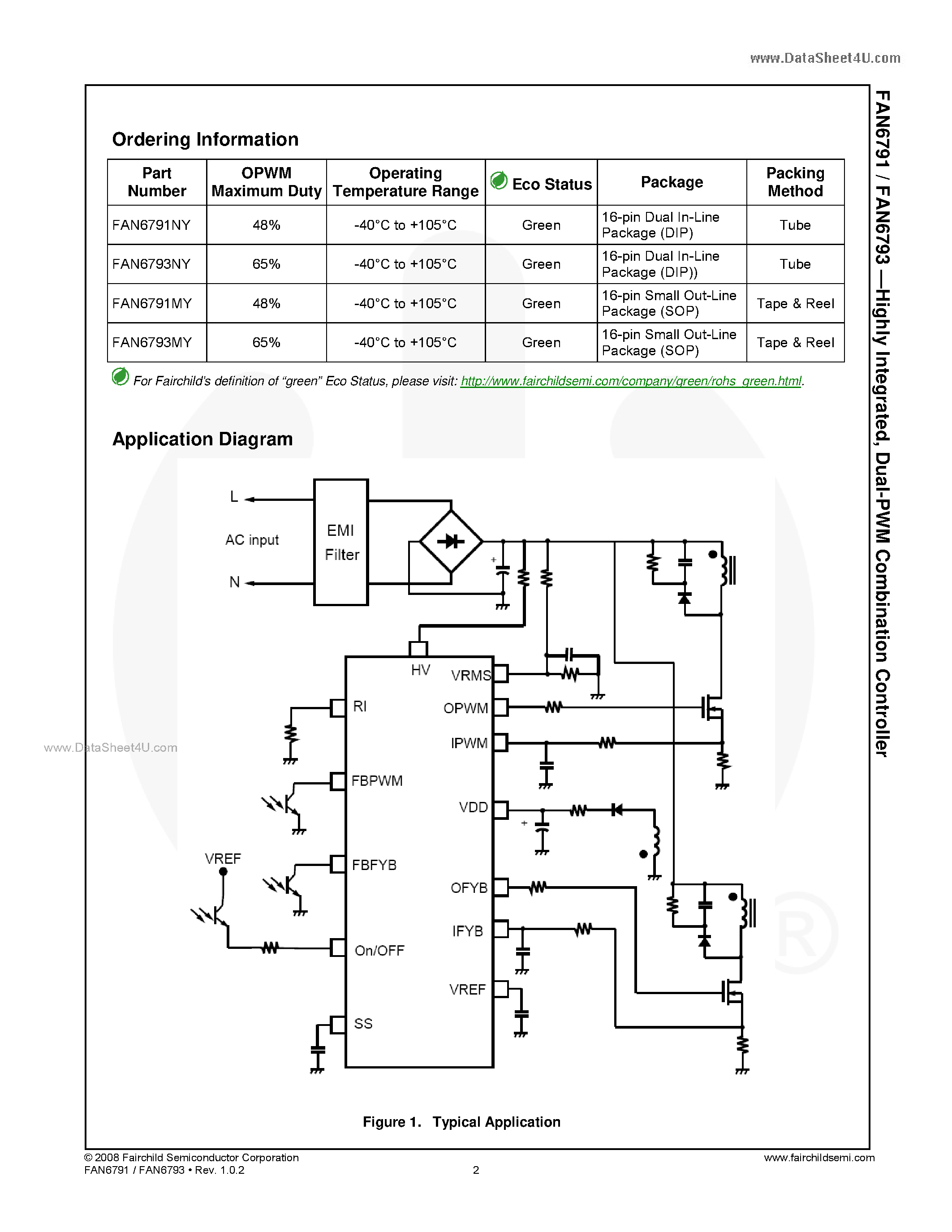 Даташит на микросхему FAN6791 страница 2 Даташит FAN6791 - (FAN6791 / FAN6793) Dual-PWM Combination Controller страница 2