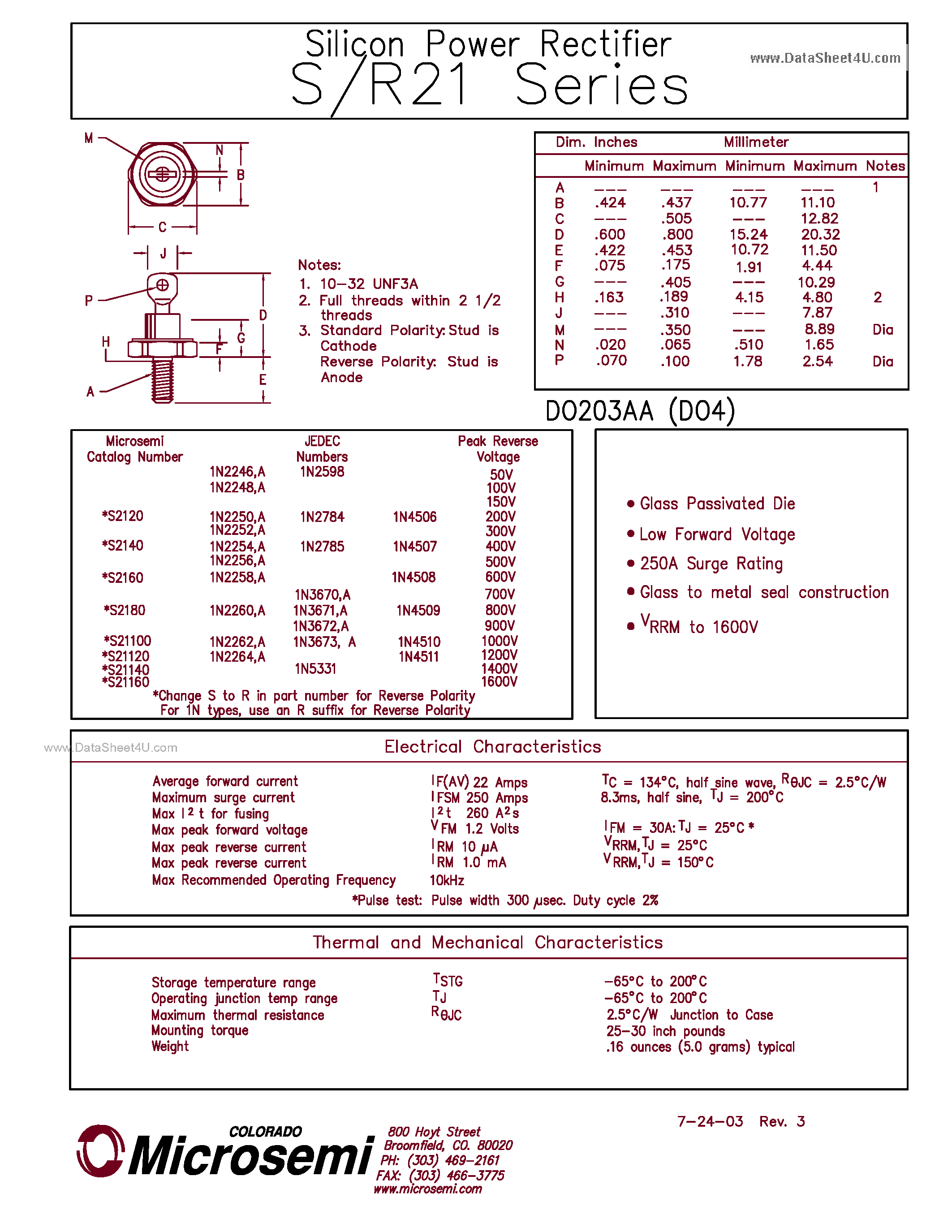 Datasheet 1N4508 - Silicon Diode page 1