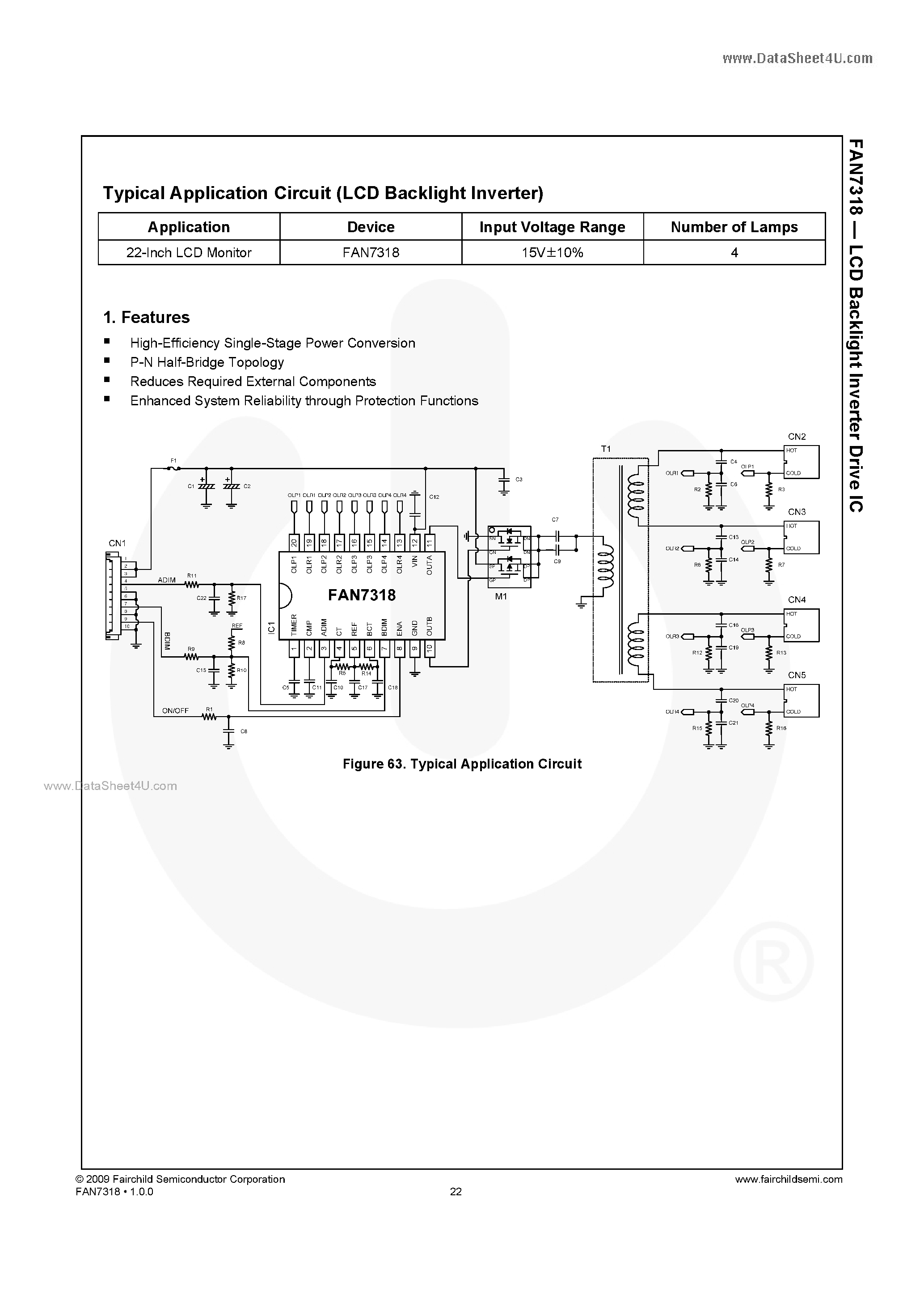 Даташит FAN7318 - LCD Backlight Inverter Drive IC страница 2