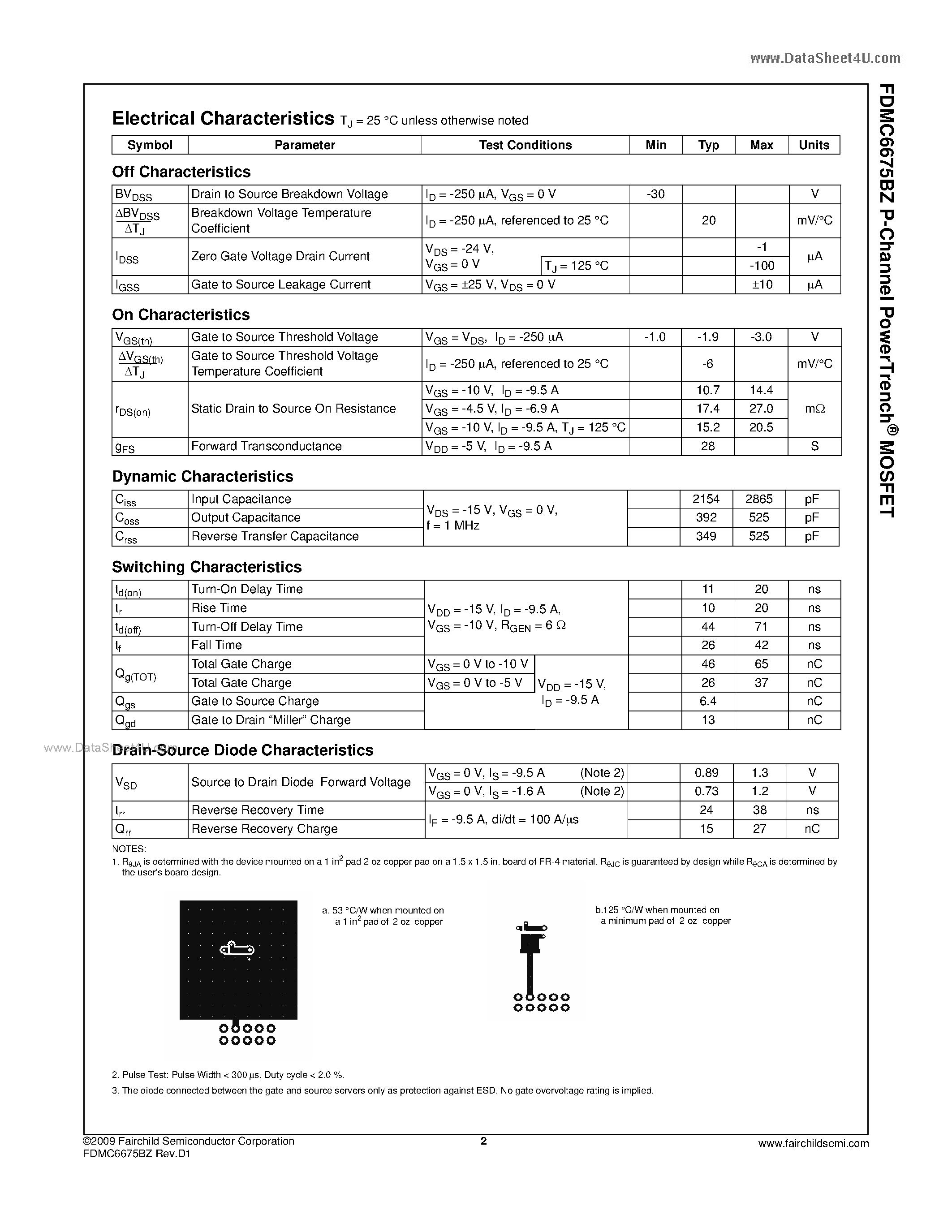 Datasheet FDMC6675BZ - N-Channel MOSFET page 2