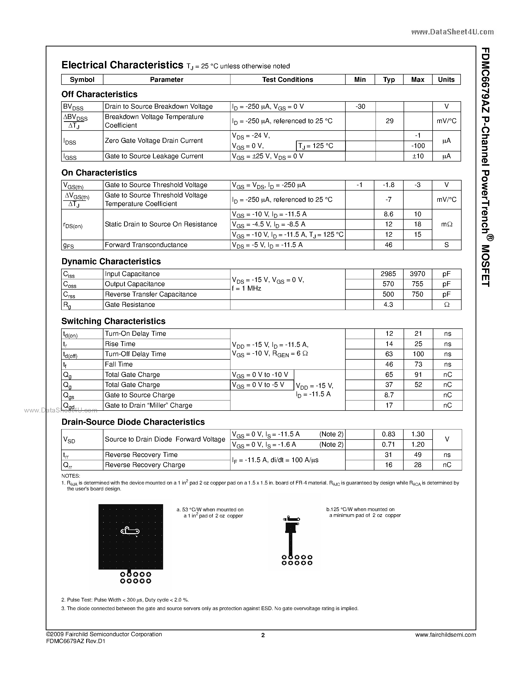Datasheet FDMC6679AZ - N-Channel MOSFET page 2