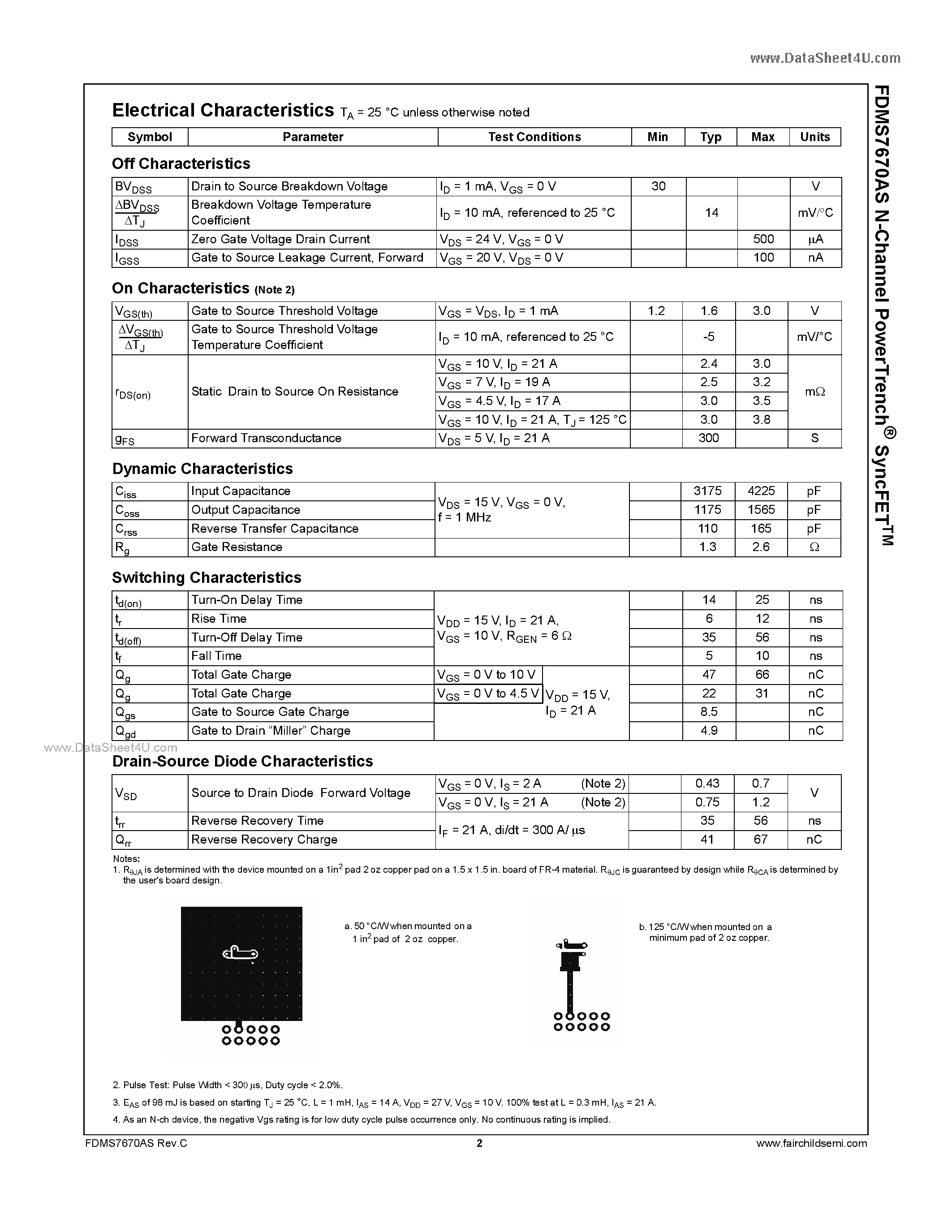 Datasheet FDMS7670AS - N-Channel MOSFET page 2