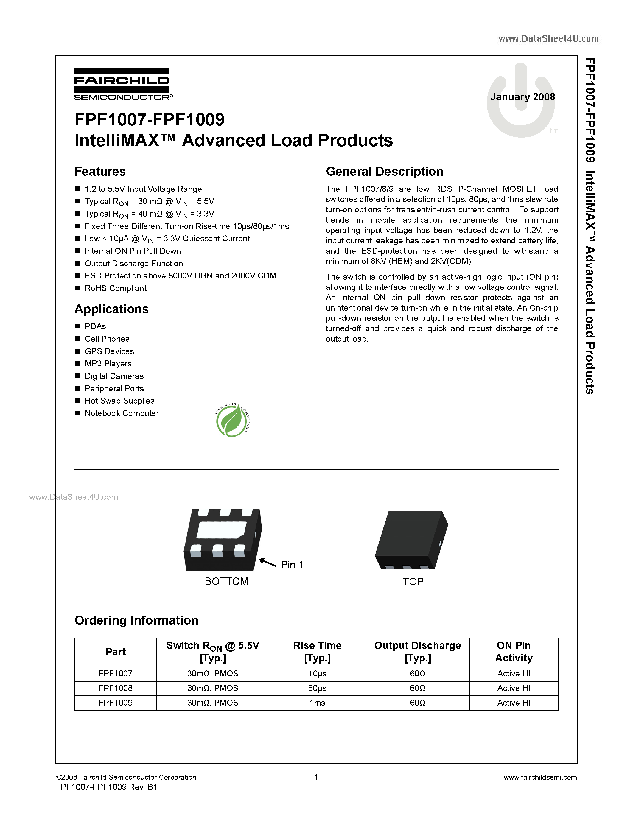 Datasheet FPF1007 - (FPF1007 - FPF1009) Advanced Load Products page 1