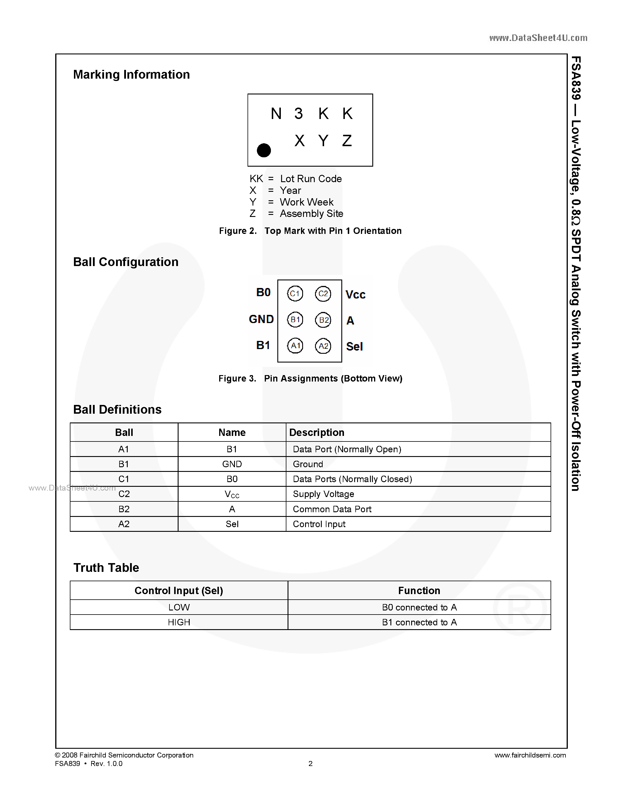 Даташит FSA839 - SPDT Analog Switch страница 2
