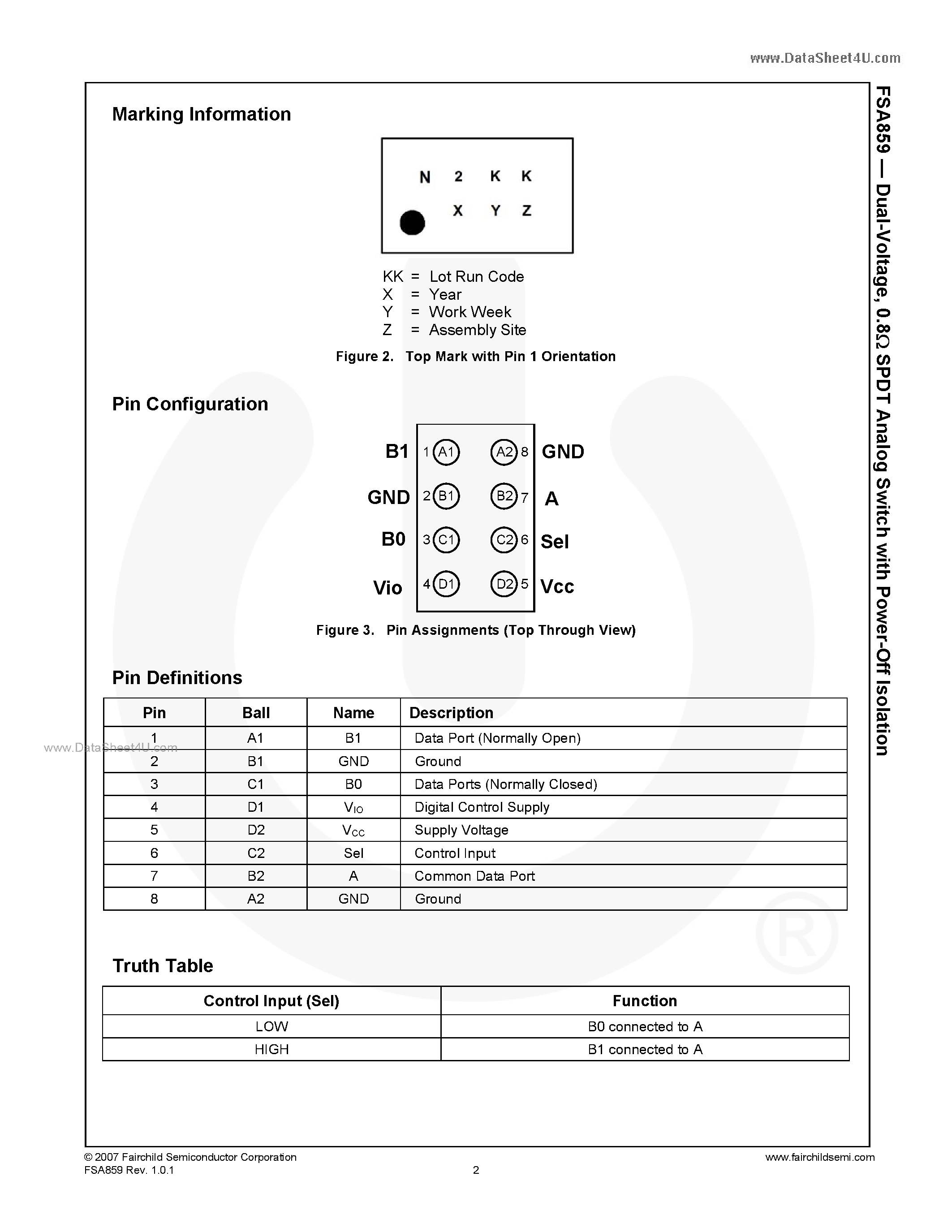 Даташит FSA859 - SPDT Analog Switch страница 2