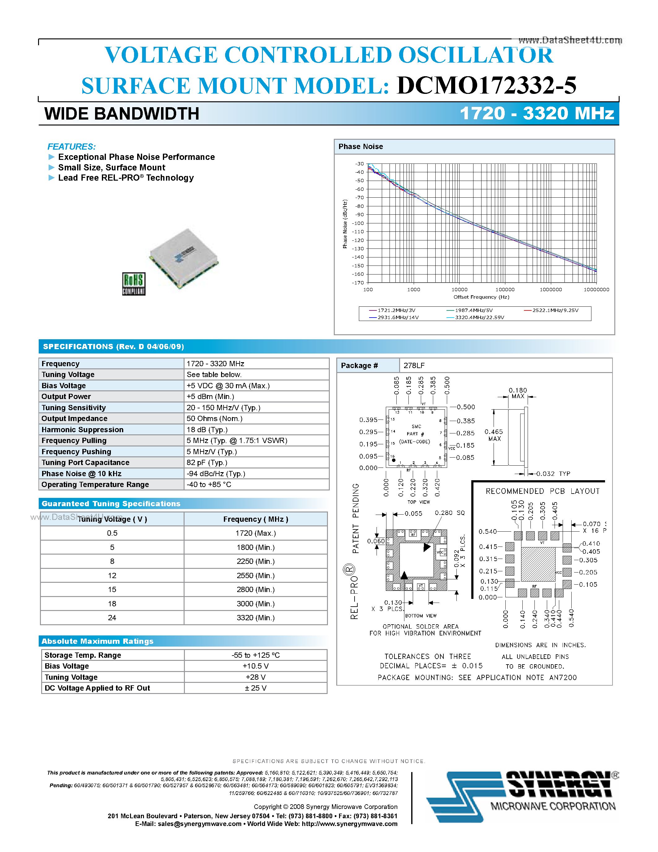 Datasheet DCMO172332-5 - VOLTAGE CONTROLLED OSCILLATOR page 1