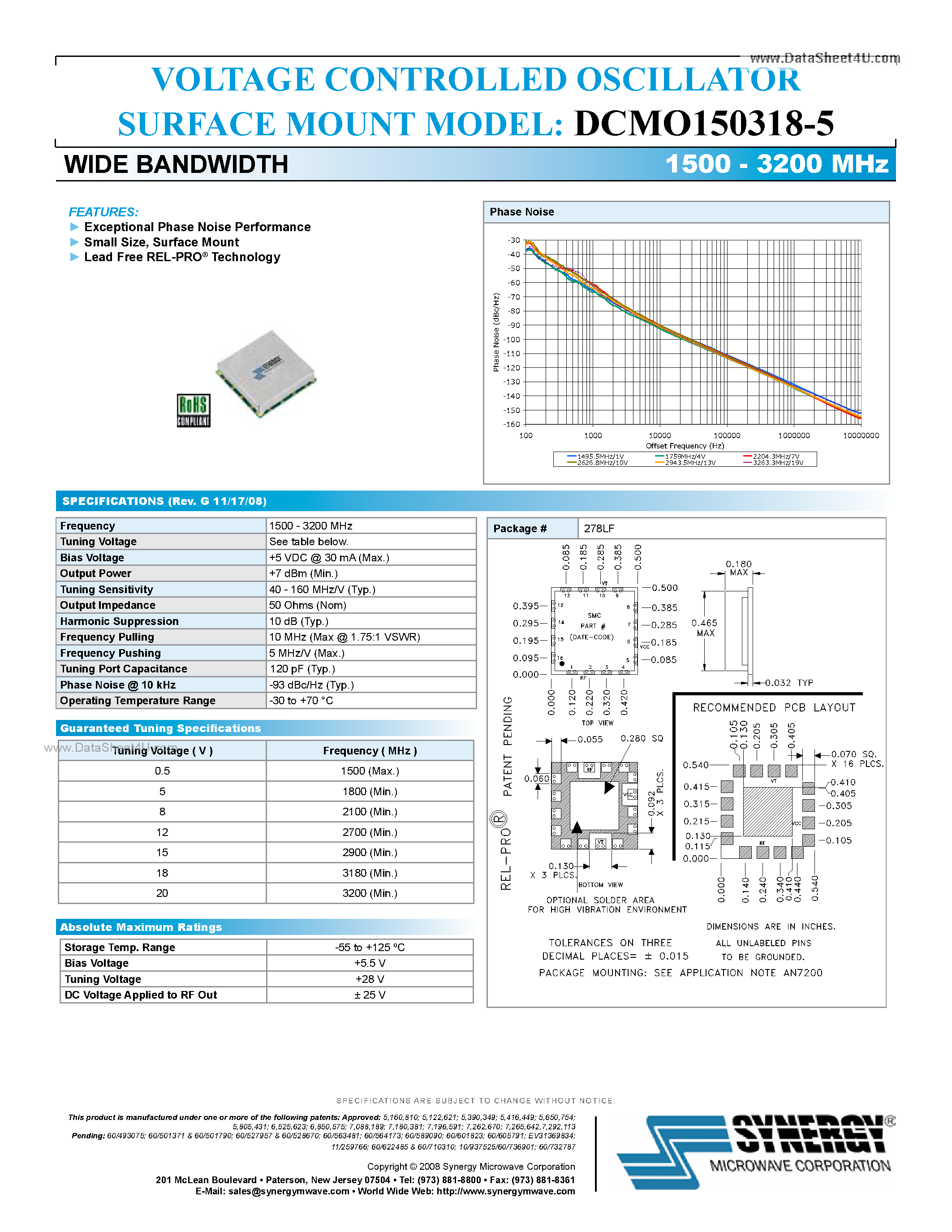Datasheet DCMO150318-5 - VOLTAGE CONTROLLED OSCILLATOR page 1