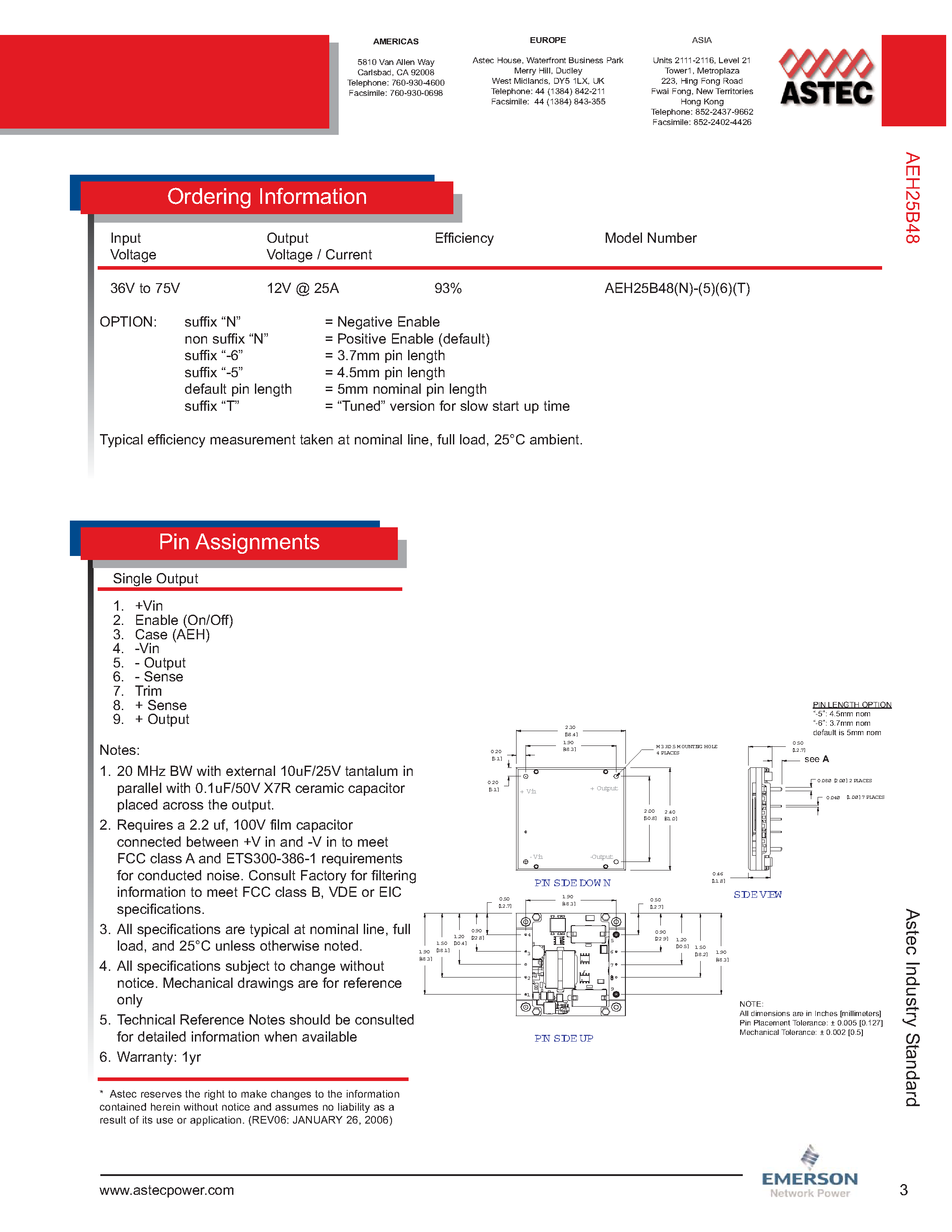 Datasheet AEH25B48N-L - DC-DC / Industry Standard Isolated Half Brick page 2