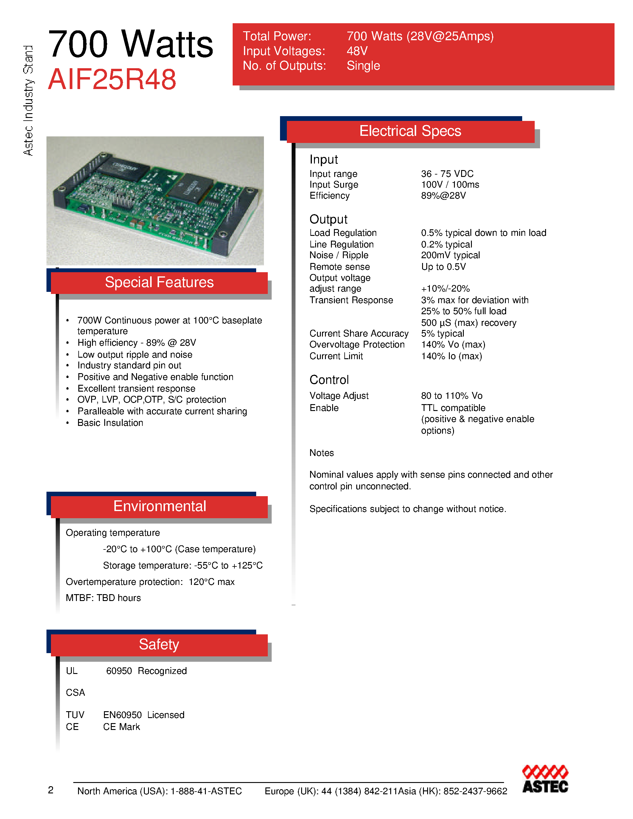 Datasheet AIF25R48-6 page 1 Datasheet AIF25R48-6 - DC-DC / High Voltage Full Brick page 1