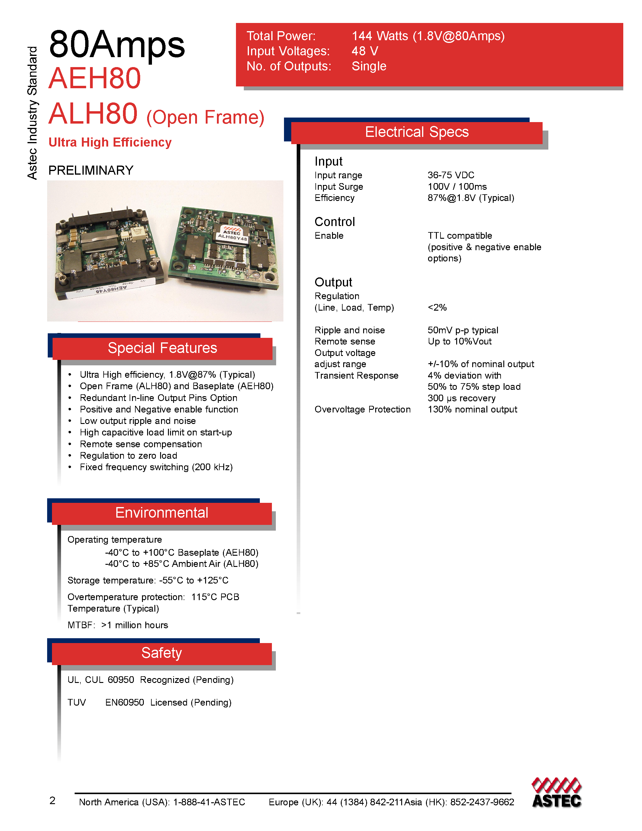 Даташит ALH80K48-L - DC-DC / Intermediate Bus Converter страница 1