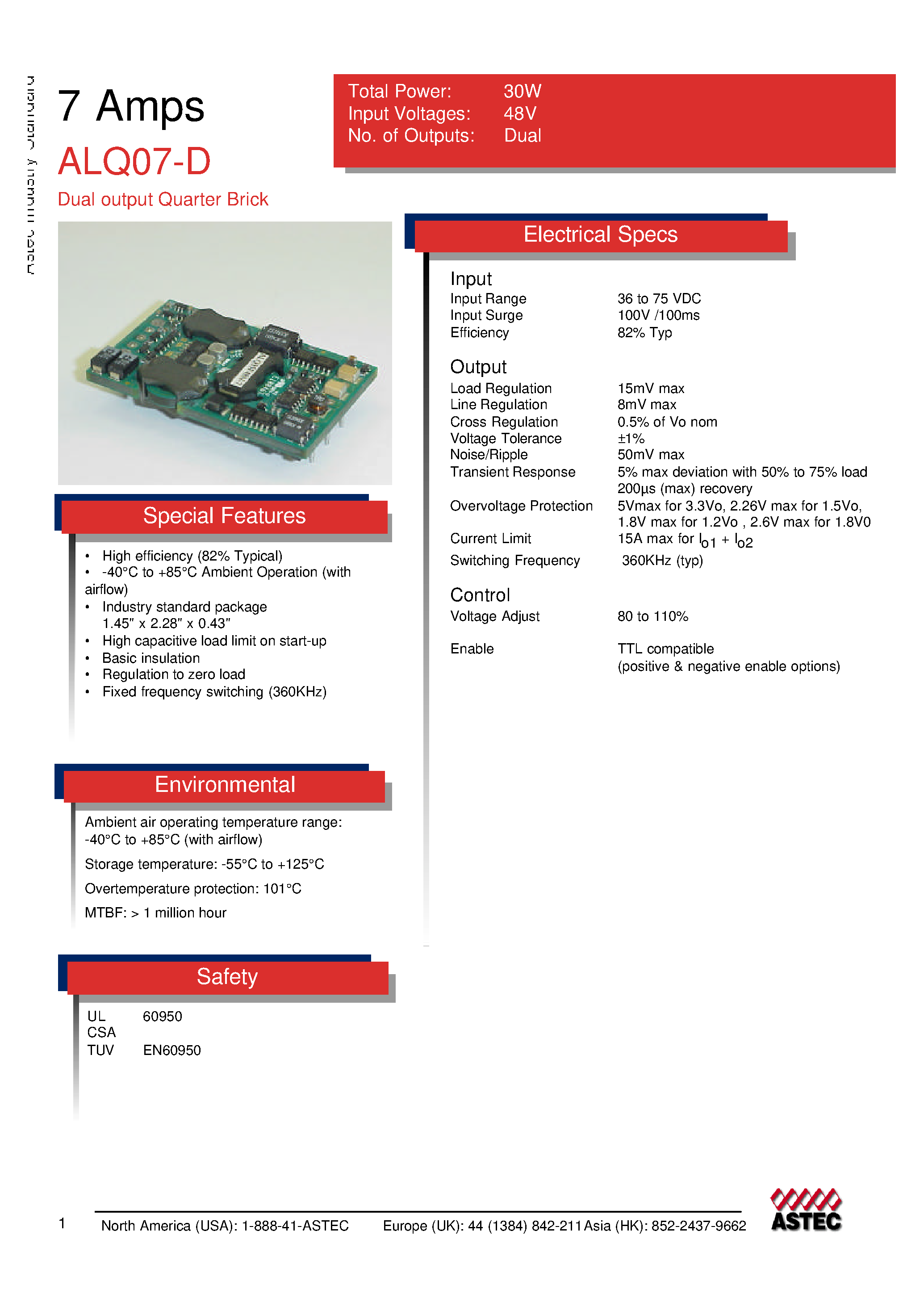 Datasheet ALQ07FM48-7 page 1 Datasheet ALQ07FM48-7 - DC-DC / Industry Standard Isolated Quarter Brick page 1