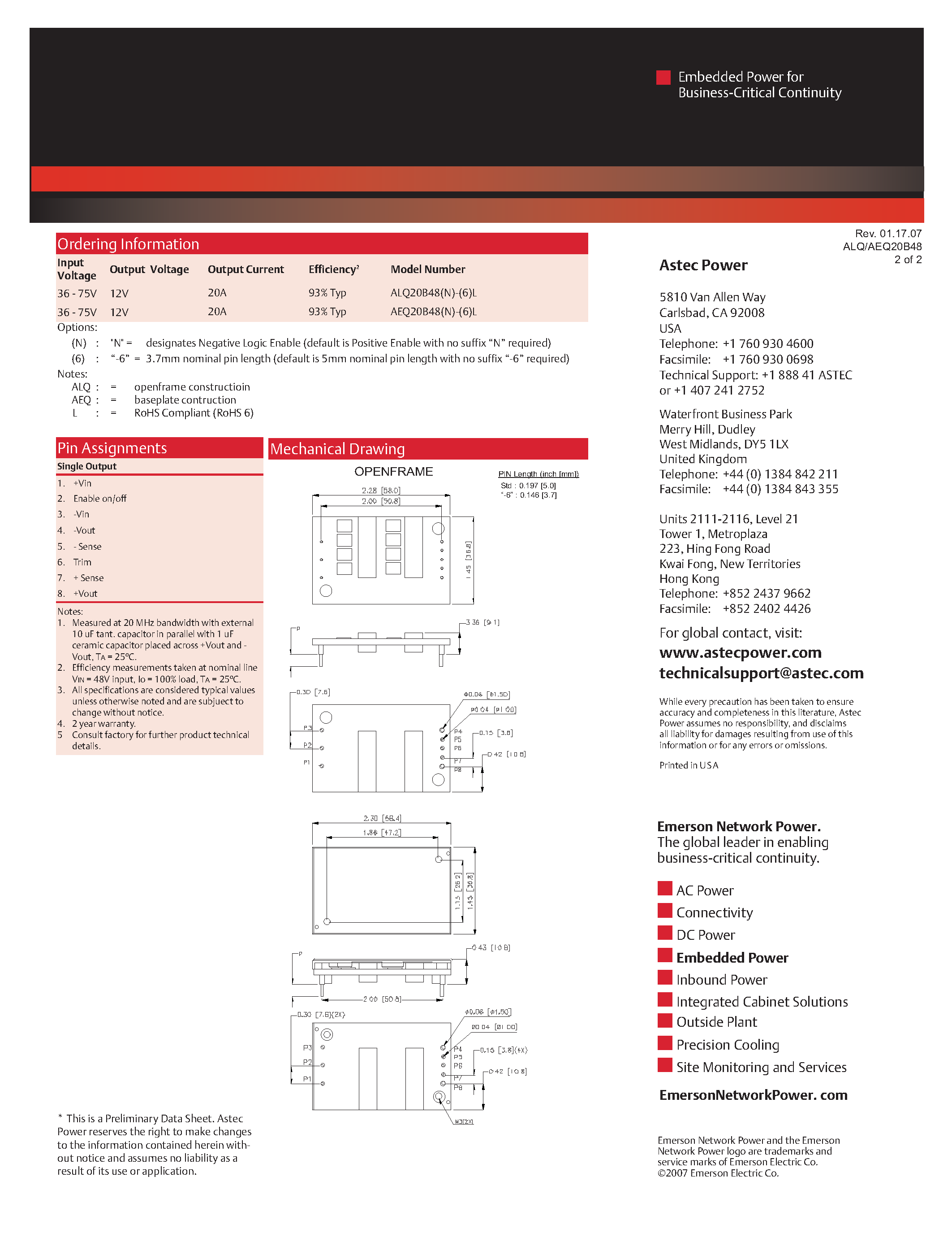 Даташит на микросхему ALQ20B48-6L страница 2 Даташит ALQ20B48-6L - DC-DC / Industry Standard Isolated Quarter Brick страница 2