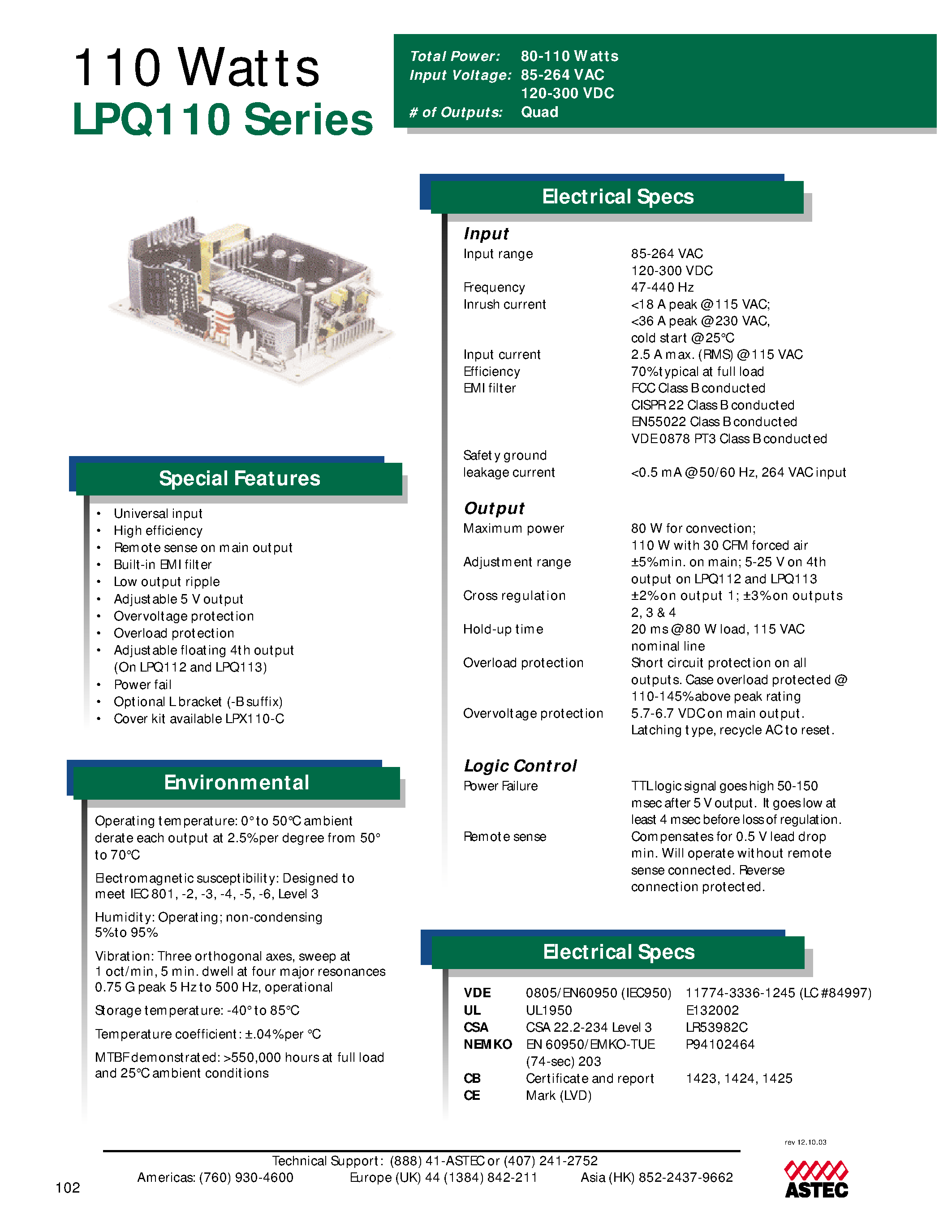 Datasheet LPQ112-B page 1 Datasheet LPQ112-B - AC-DC / 86W - 135W page 1