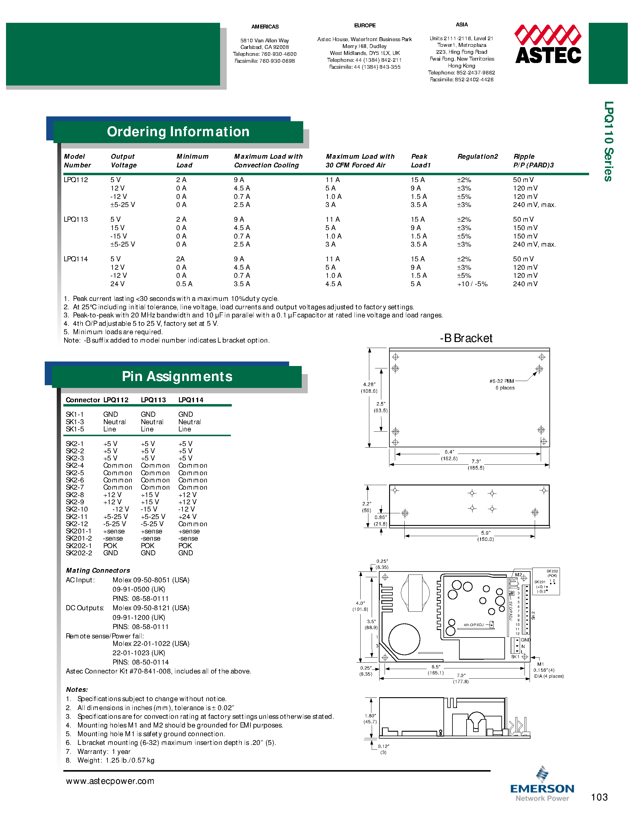 Datasheet LPQ112-B page 2 Datasheet LPQ112-B - AC-DC / 86W - 135W page 2