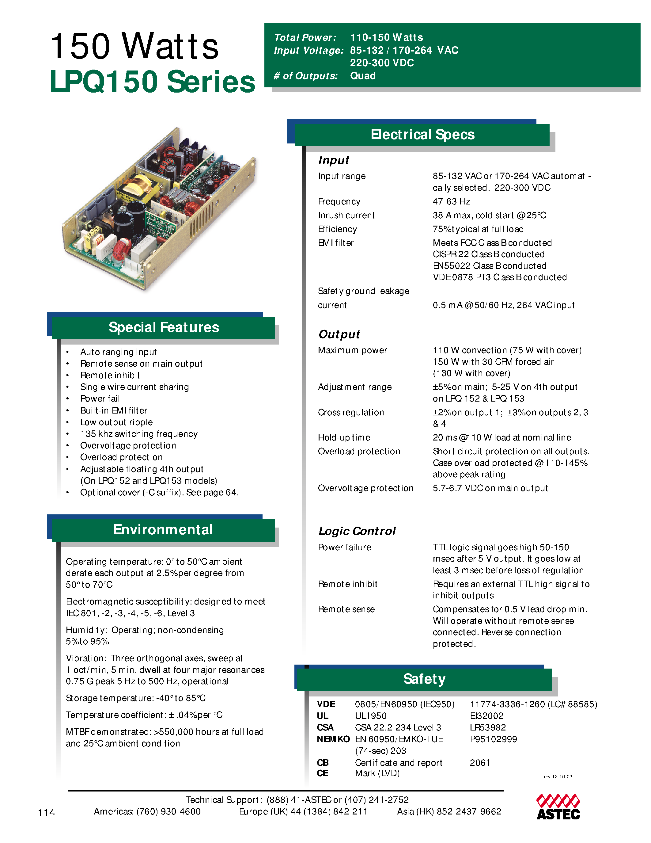 Datasheet LPQ154-C page 1 Datasheet LPQ154-C - AC-DC / 136W - 260W page 1