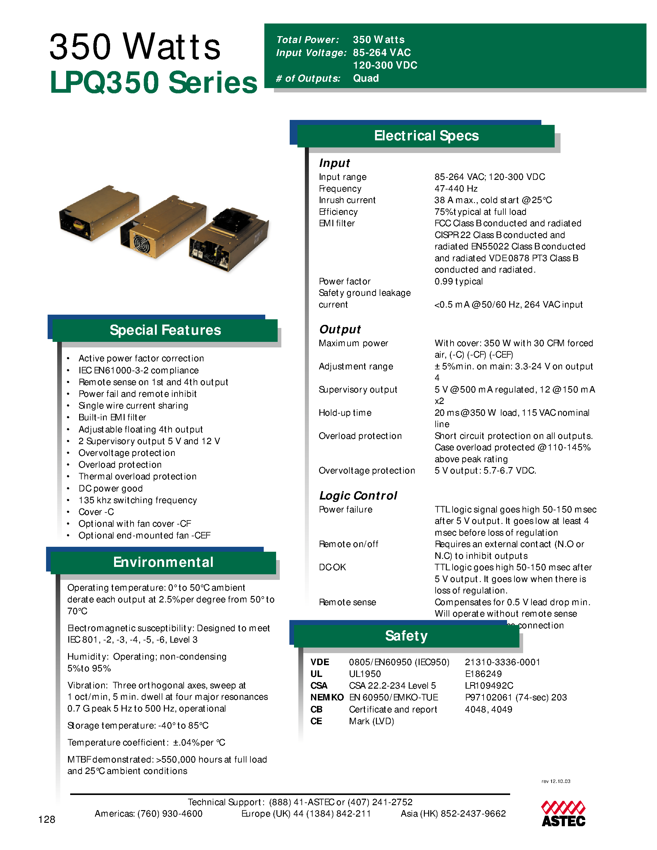 Datasheet LPQ353-C - AC-DC / 261W - 500W page 1