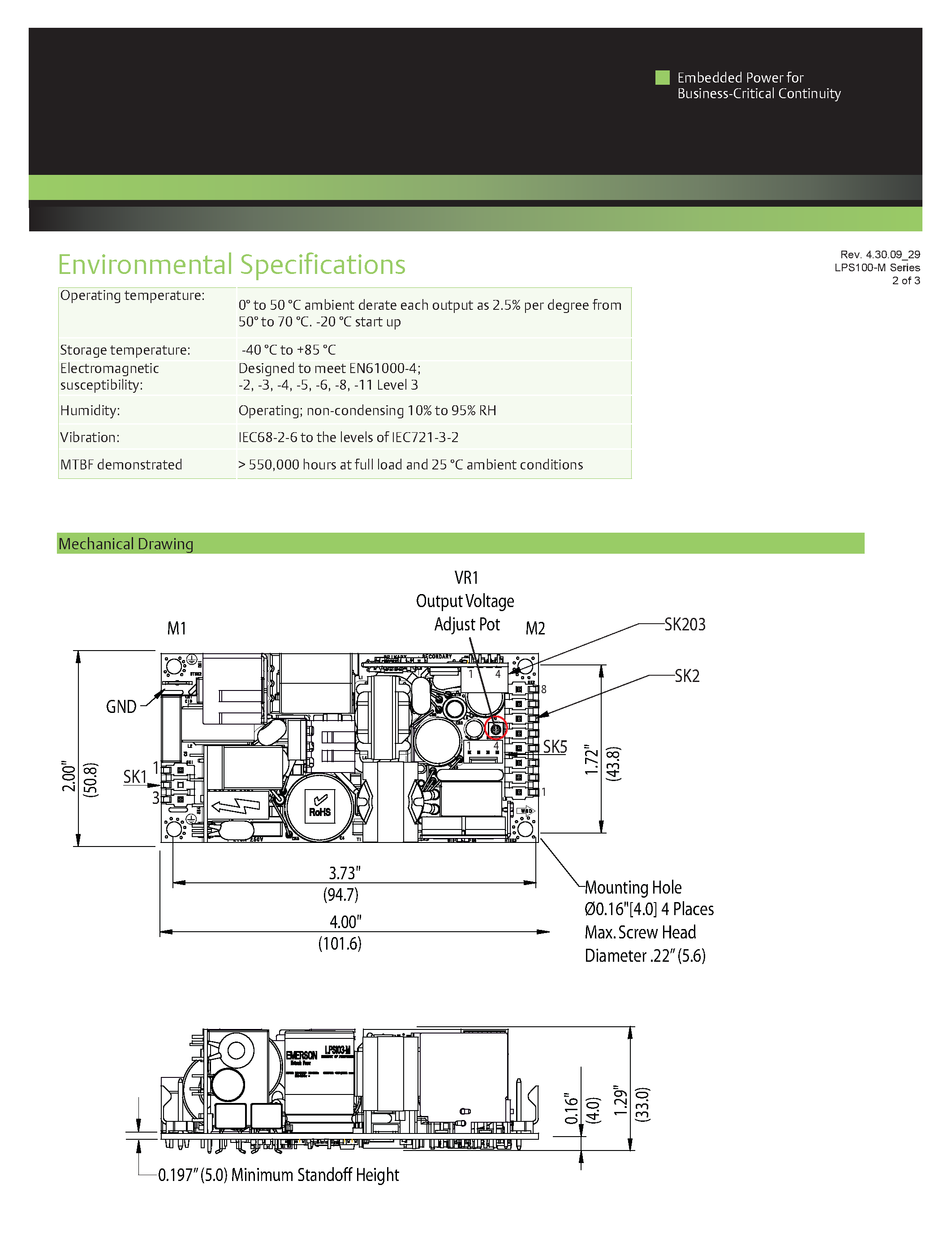 Даташит LPS103-M - AC-DC / 136W - 260W Medical страница 2