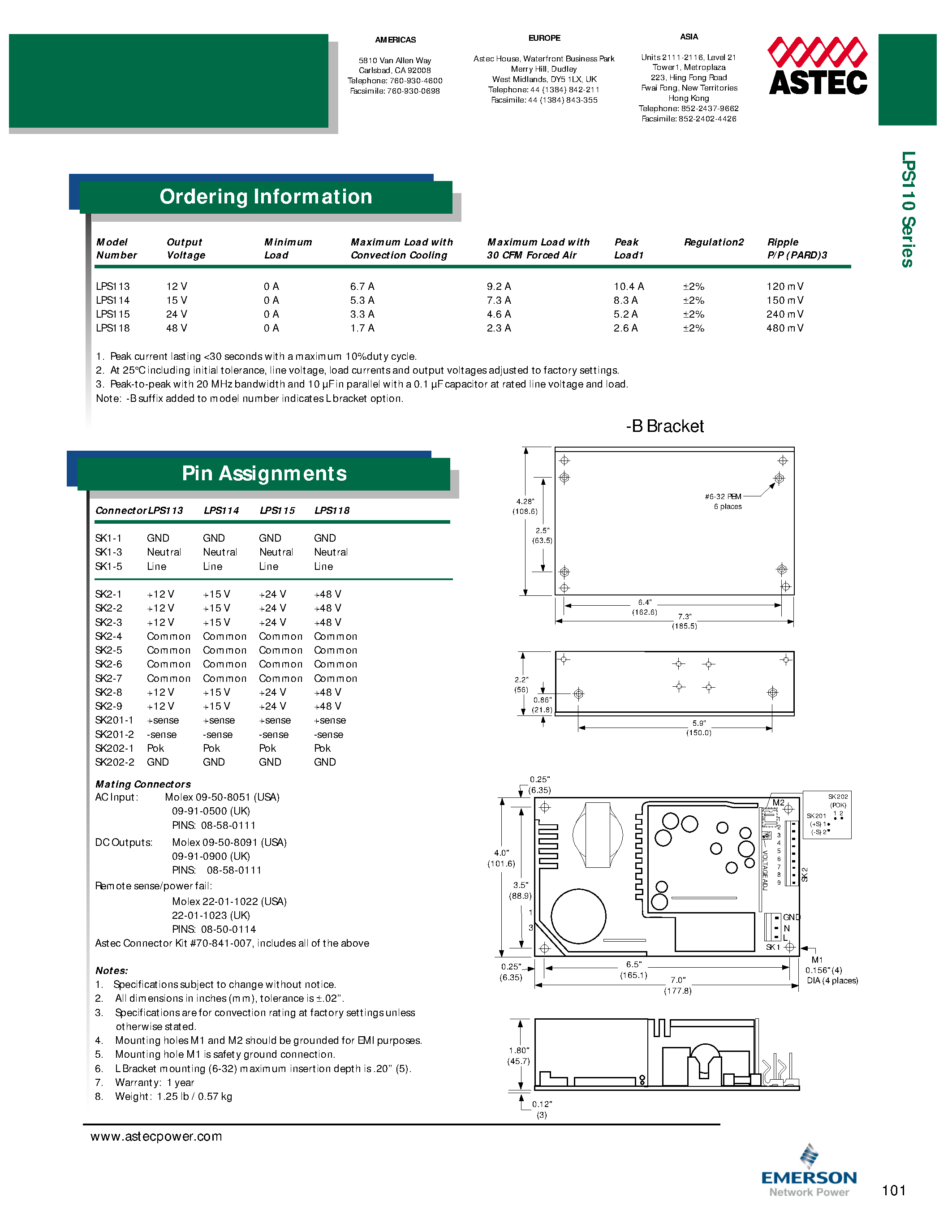 Datasheet LPS114-B page 2 Datasheet LPS114-B - AC-DC / 86W - 135W page 2
