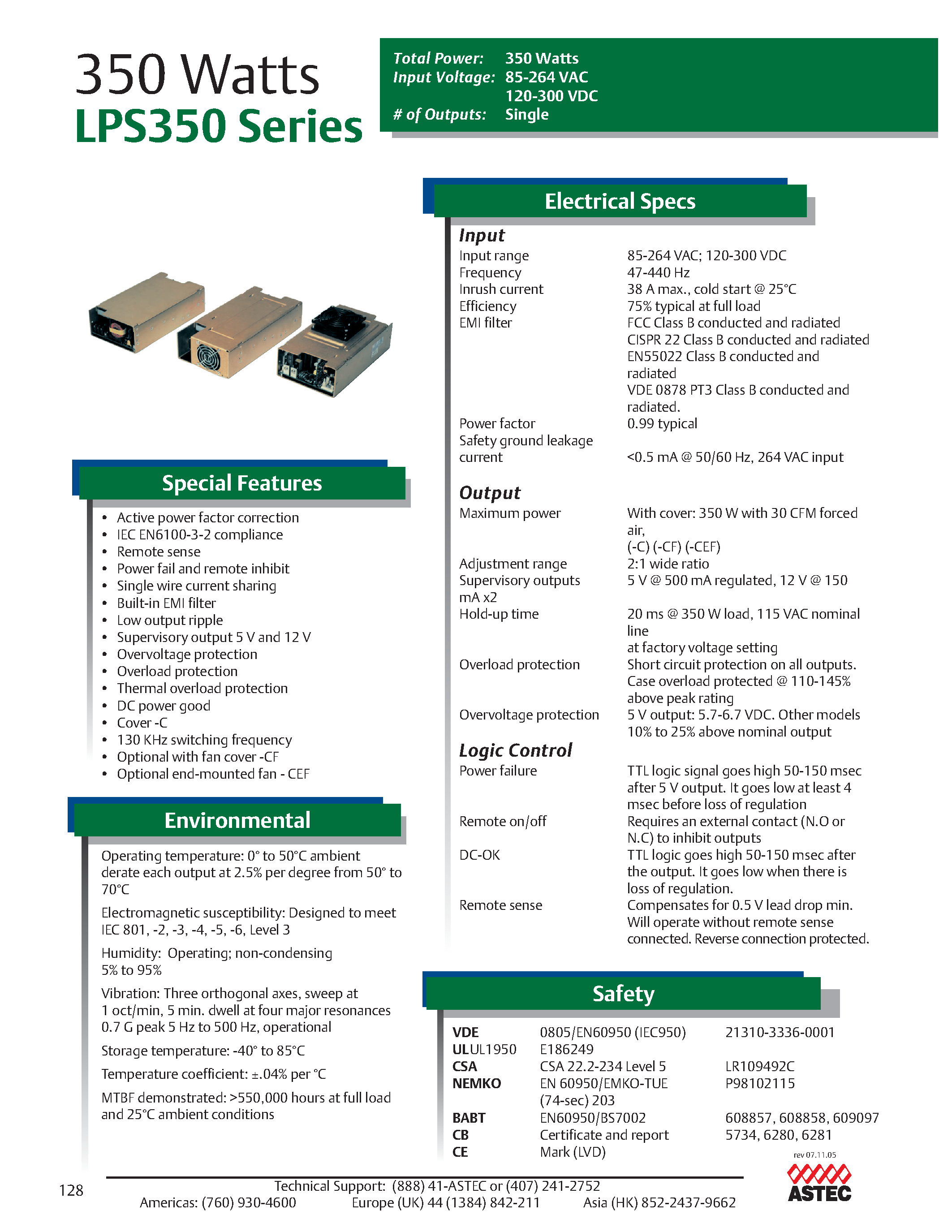 Datasheet LPS354-C - AC-DC / 261W - 500W page 1