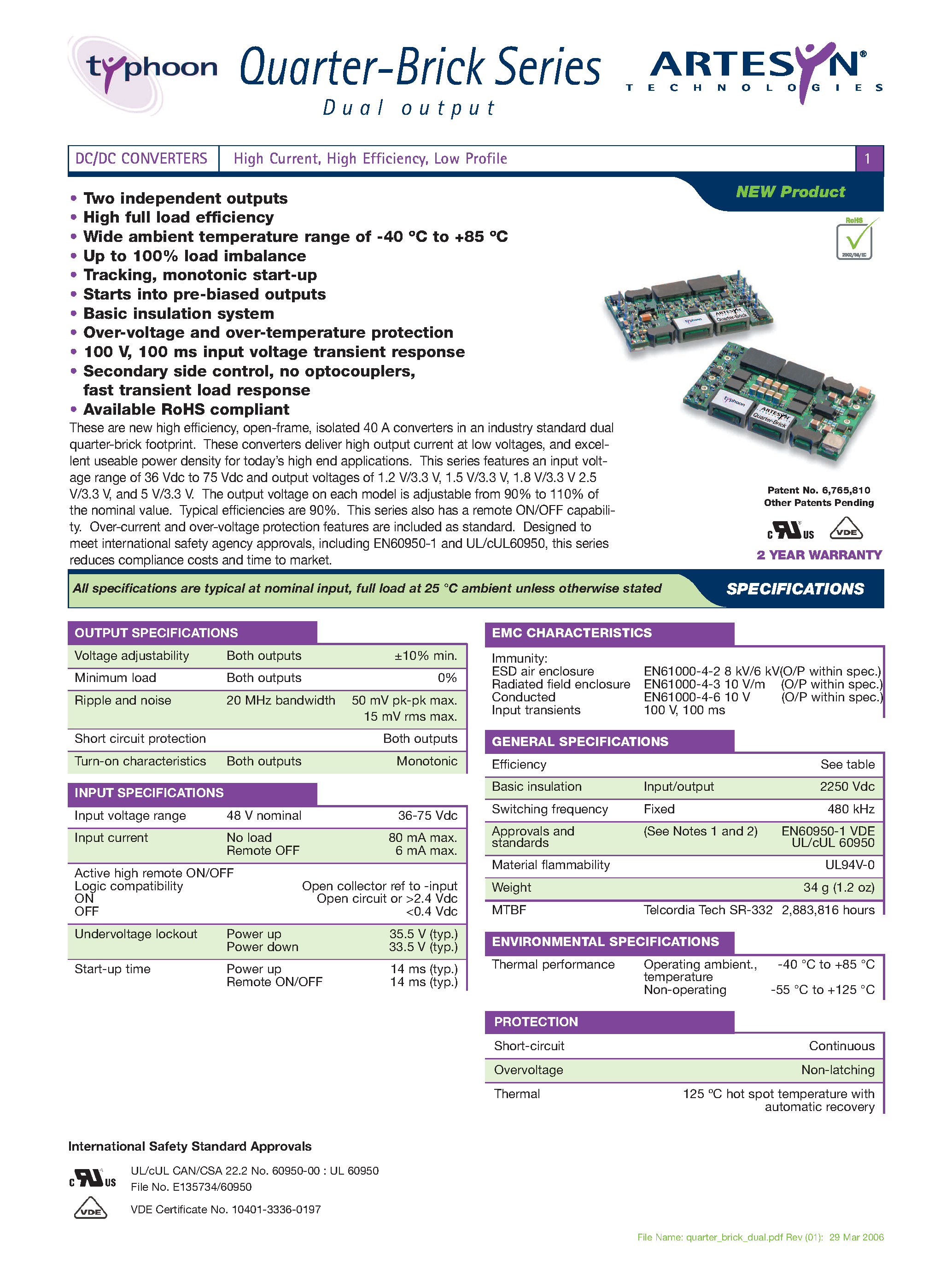 Даташит на микросхему LQS100A48-1V5AKJ страница 1 Даташит LQS100A48-1V5AKJ - DC-DC / Industry Standard Isolated Quarter Brick страница 1