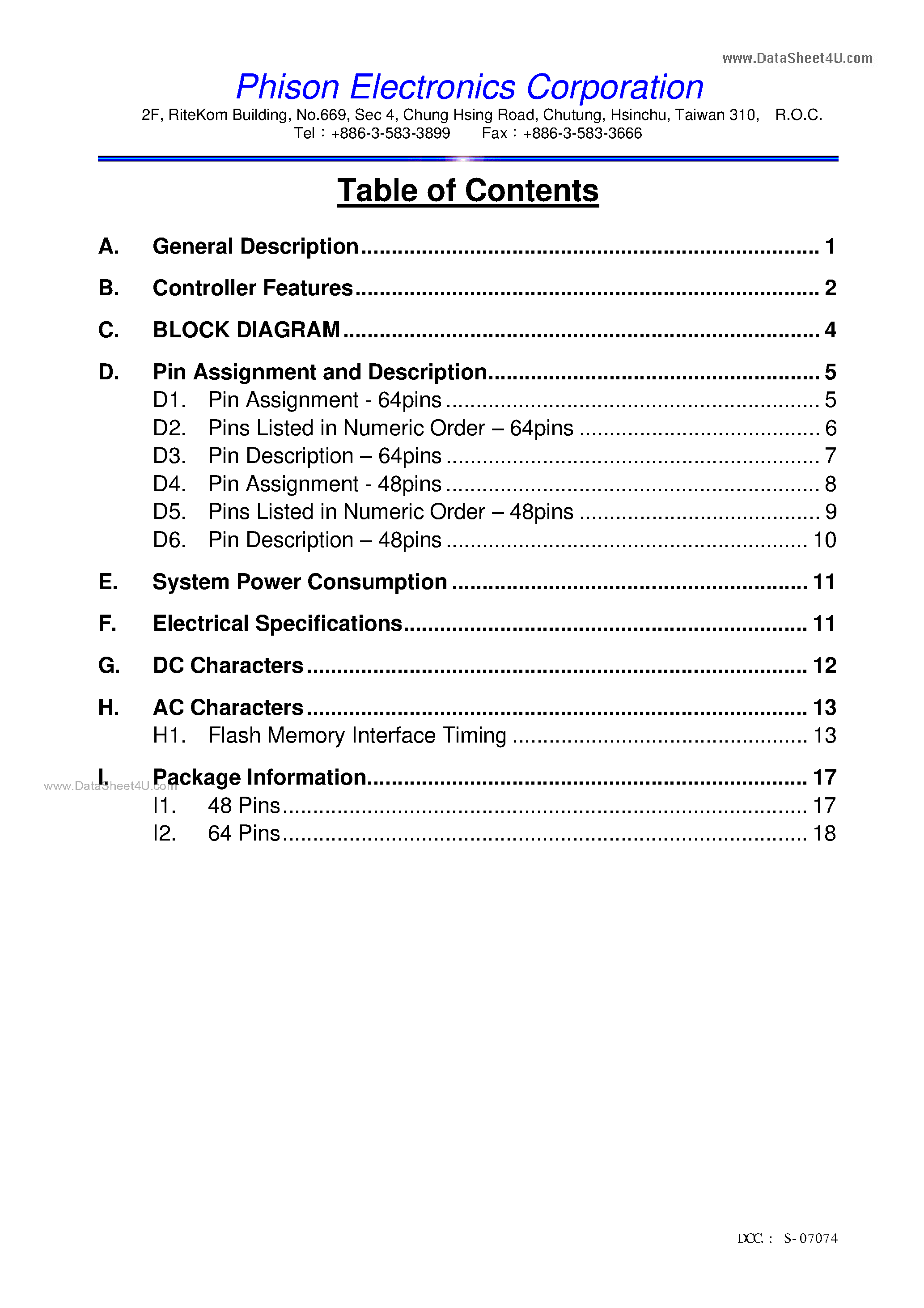 Datasheet PS2231 - USB 2.0 Flash Controller page 2
