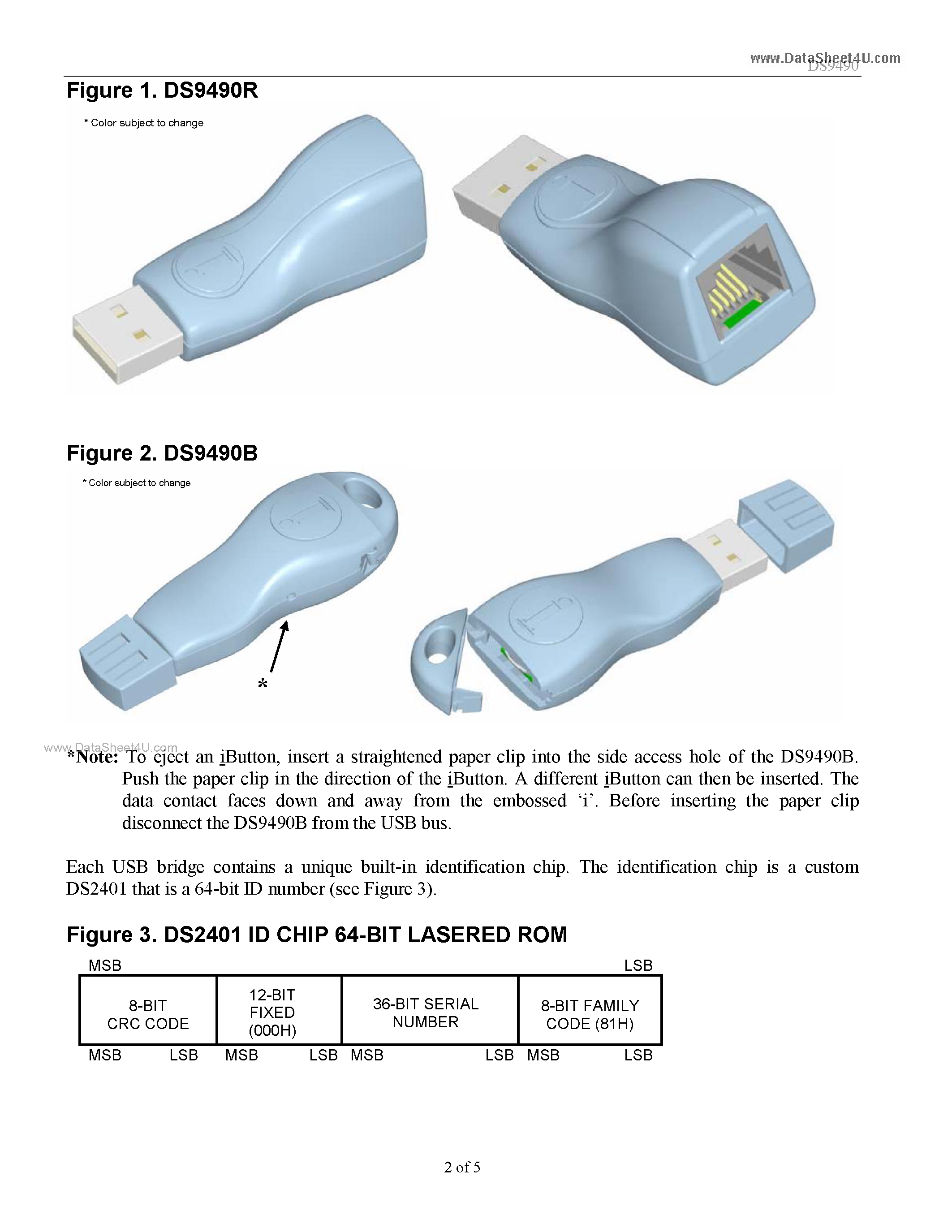 Даташит DS9490B - USB to 1-Wire/iButton Adapter страница 2