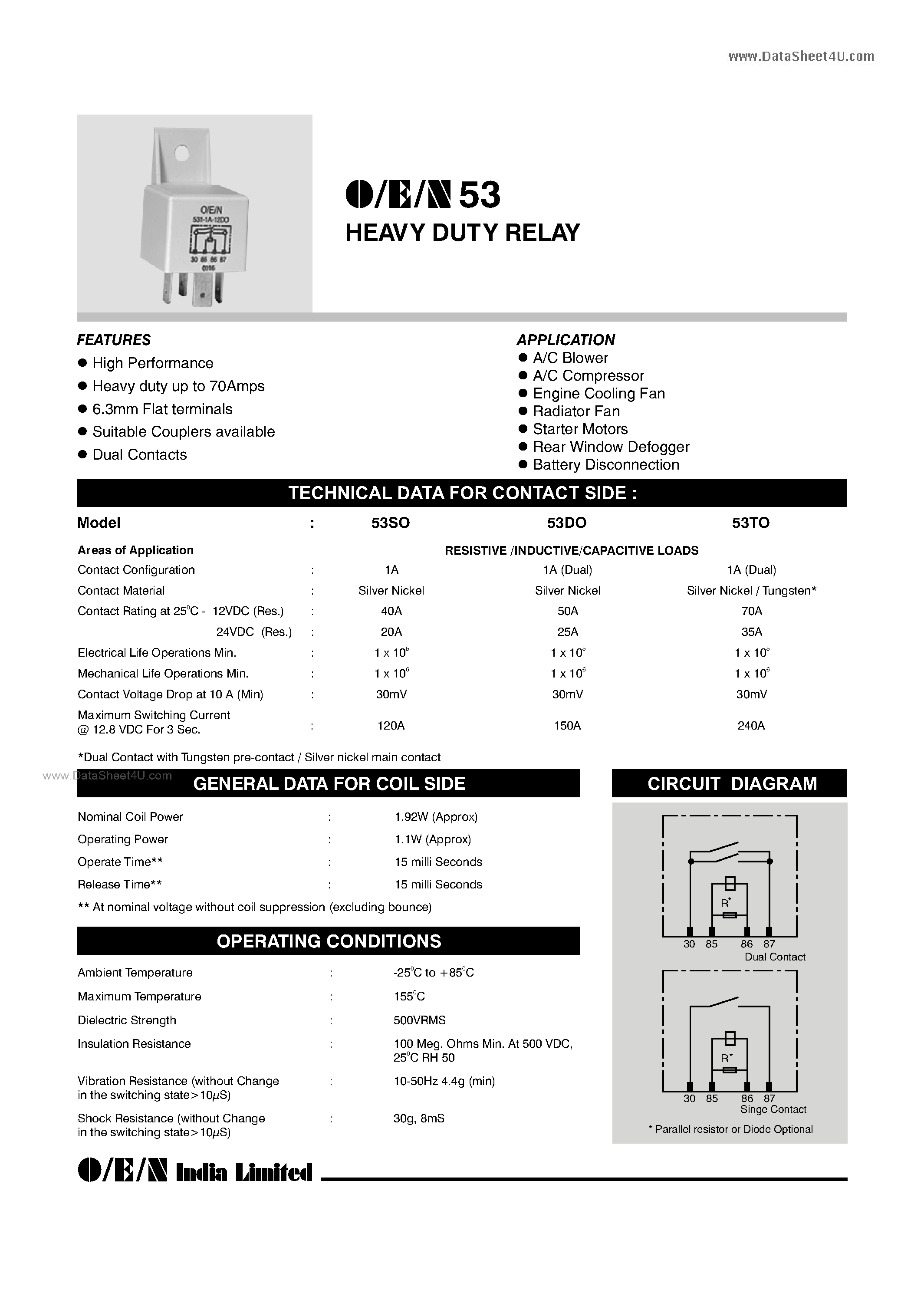 Datasheet 53-0-1A-xxxx-xxx - Heavy Duty Reay page 1