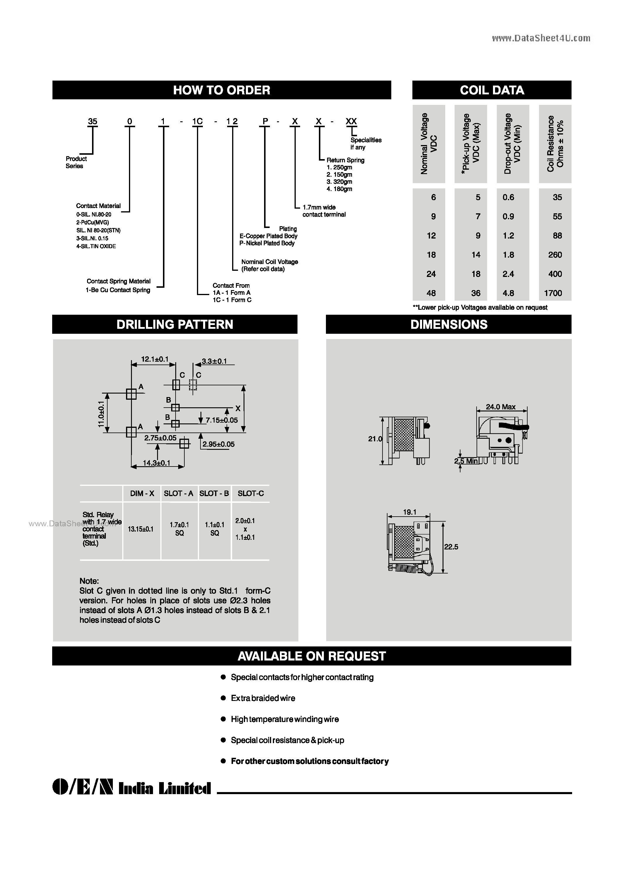 Datasheet 3521-1A-xxx-xx-xx page 2 Datasheet 3521-1A-xxx-xx-xx - Medium Power PCB Automotive Relay page 2