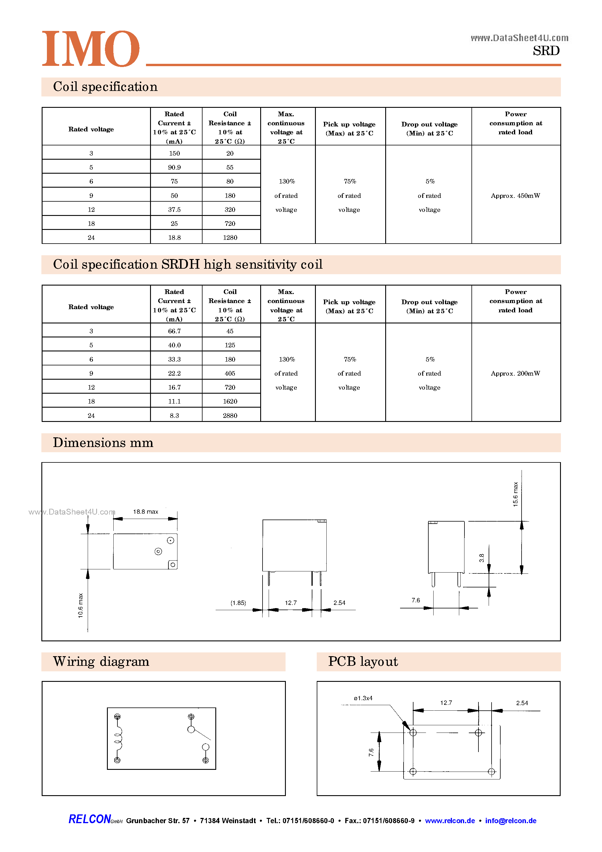 Datasheet SRD-1A-F-xxVDC page 2 Datasheet SRD-1A-F-xxVDC - Power Relay page 2
