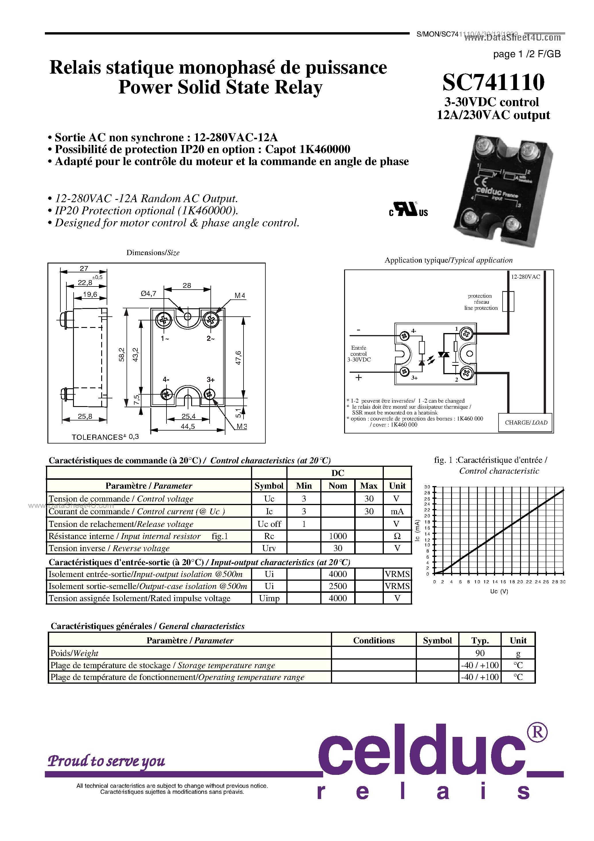 Datasheet SC741110 page 1 Datasheet SC741110 - Power Solid State Relay page 1