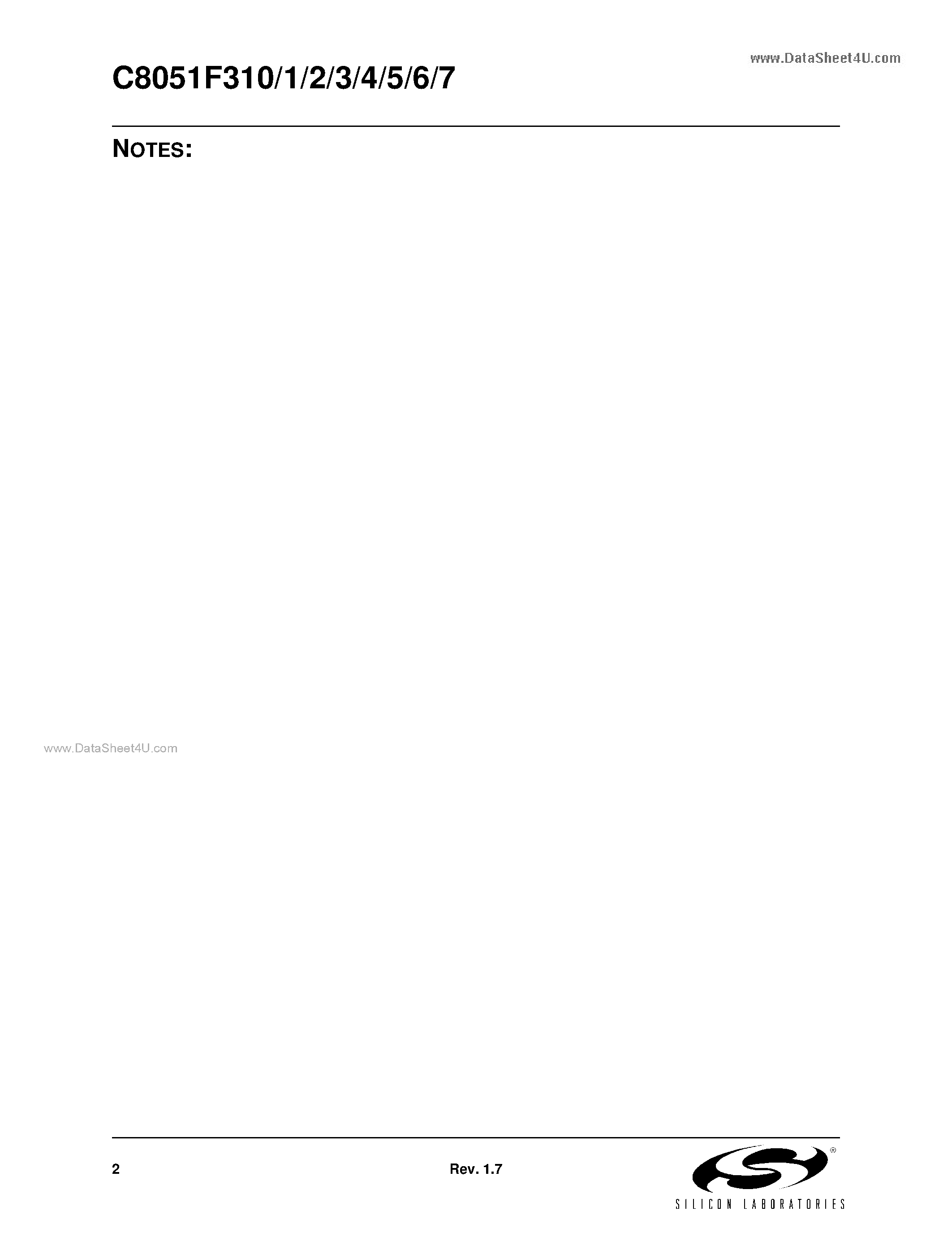 Datasheet C8051F310 - (C8051F310 - C8051F317) 8/16 kB ISP Flash MCU Family page 2