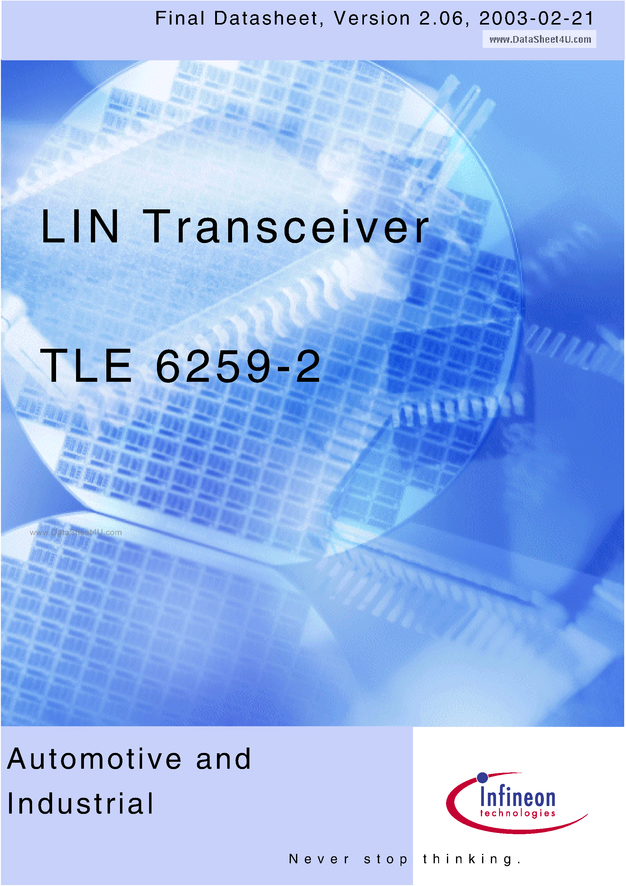 Datasheet TLE6259-2 - Single-Wire-Transceiver page 1