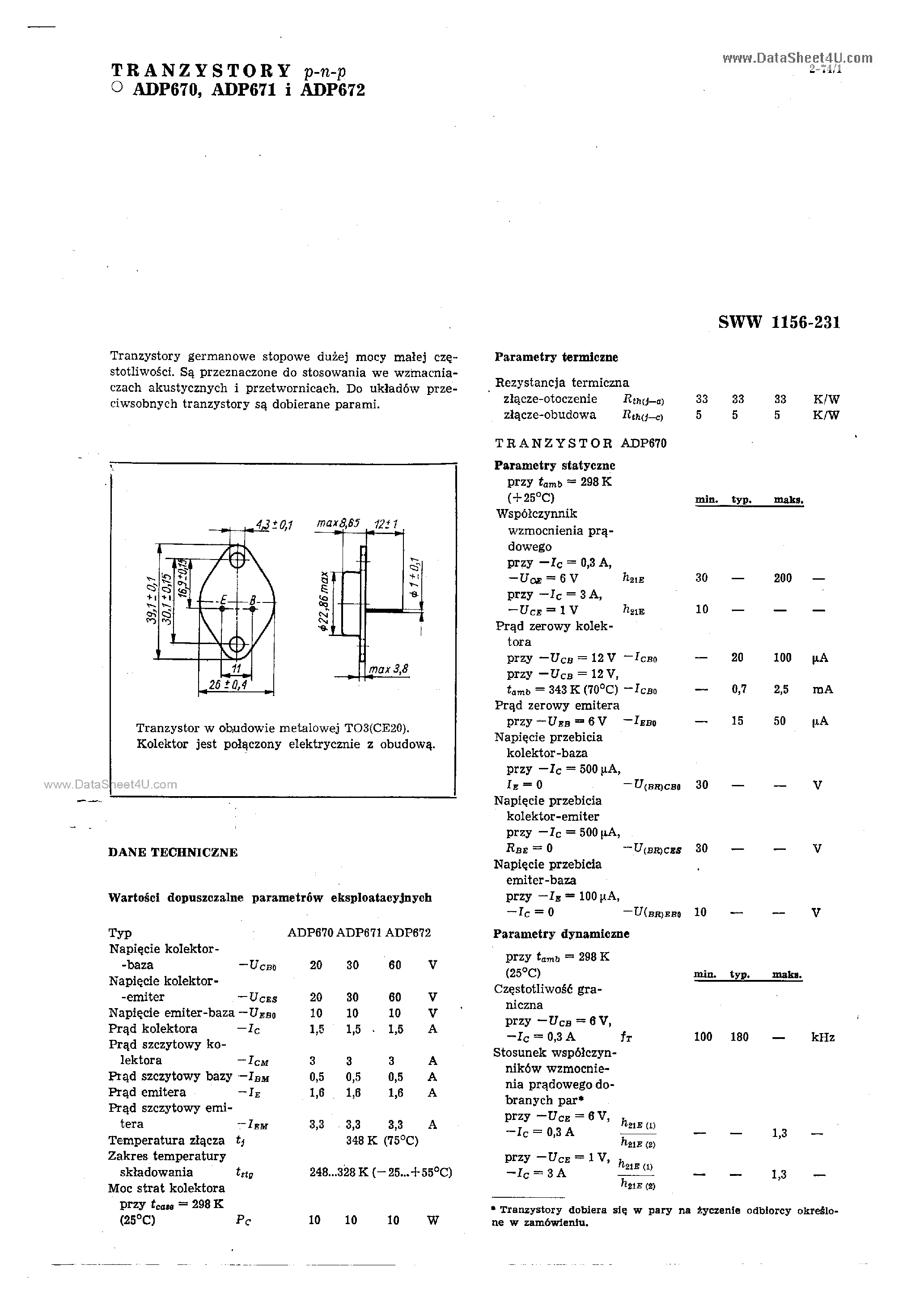 Даташит на микросхему ADP670 страница 1 Даташит ADP670 - (ADP670 - ADP672) TRANZYSTORY страница 1