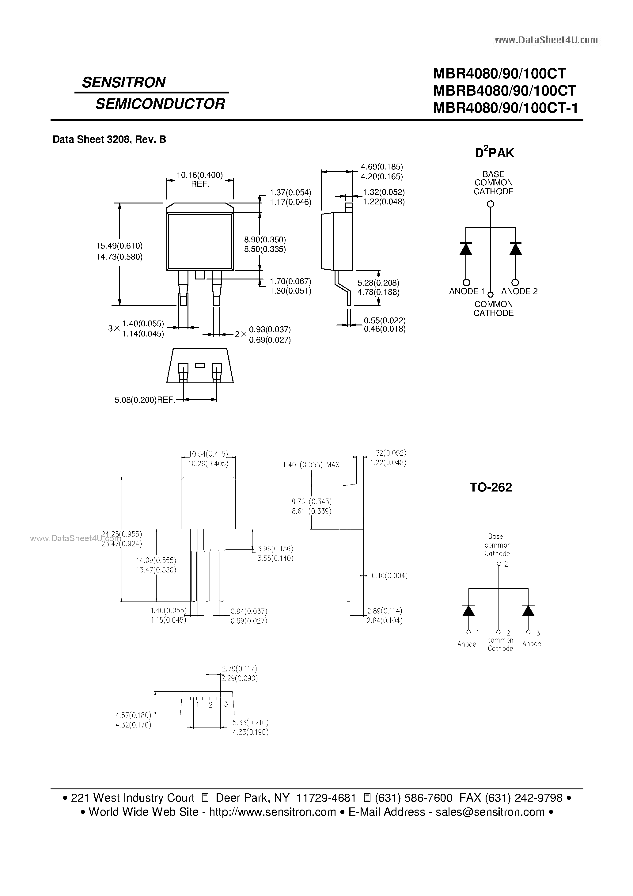 Даташит MBRB40100CT - SCHOTTKY RECTIFIER страница 2
