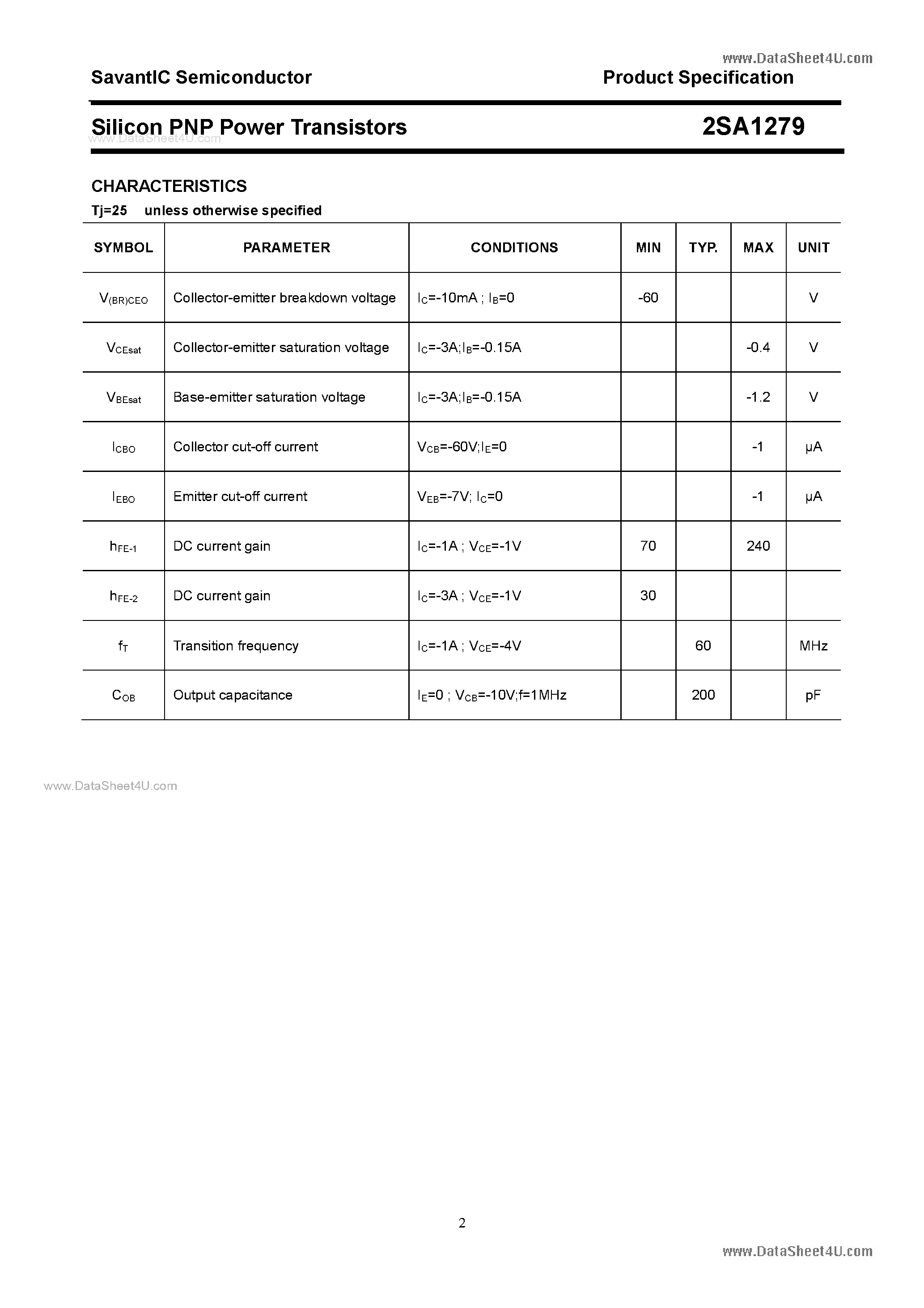 Даташит на микросхему A1279 страница 2 Даташит A1279 - Search -----> 2SA1279 страница 2