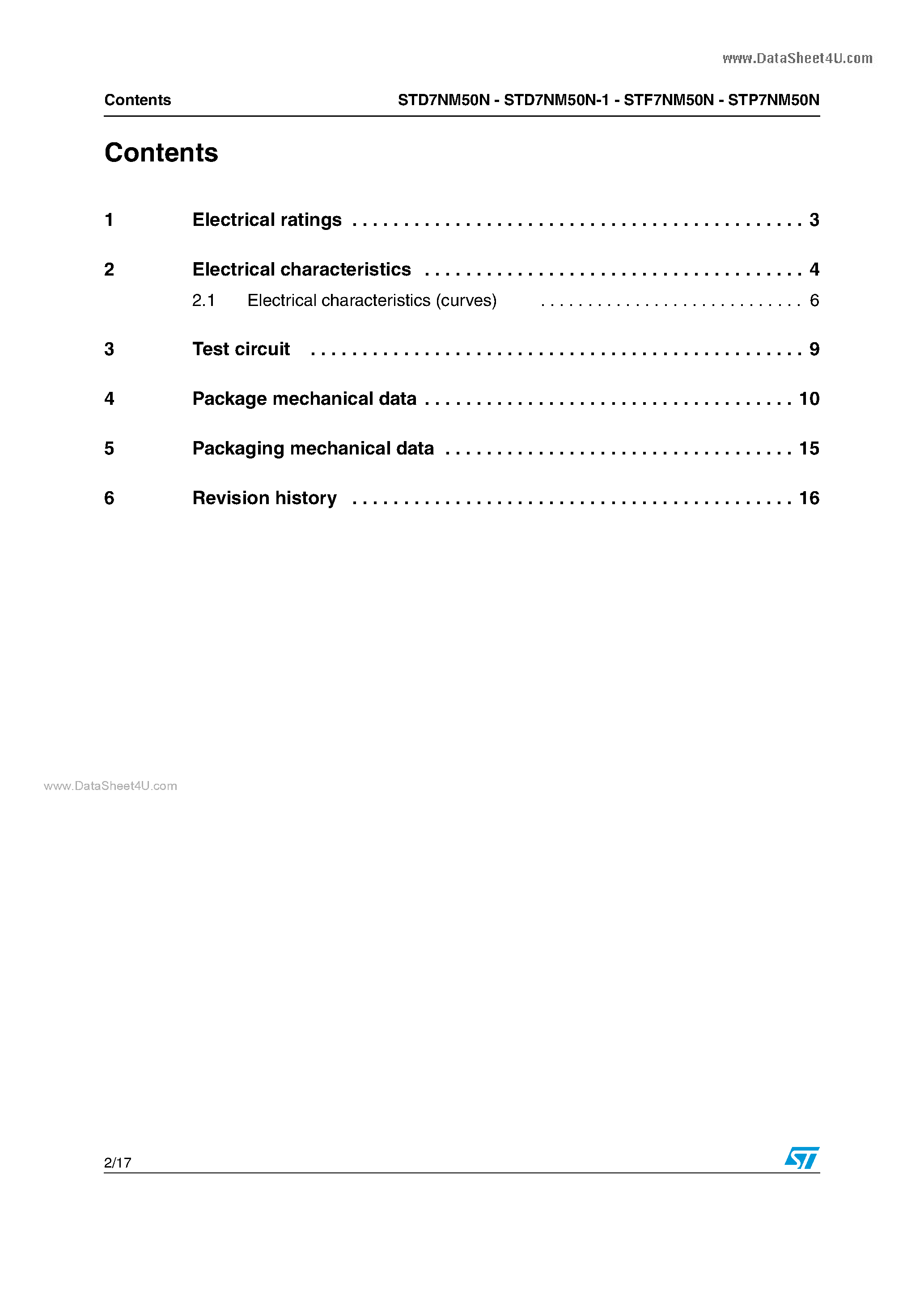 Datasheet STD7NM50N - N-channel Power MOSFET page 2