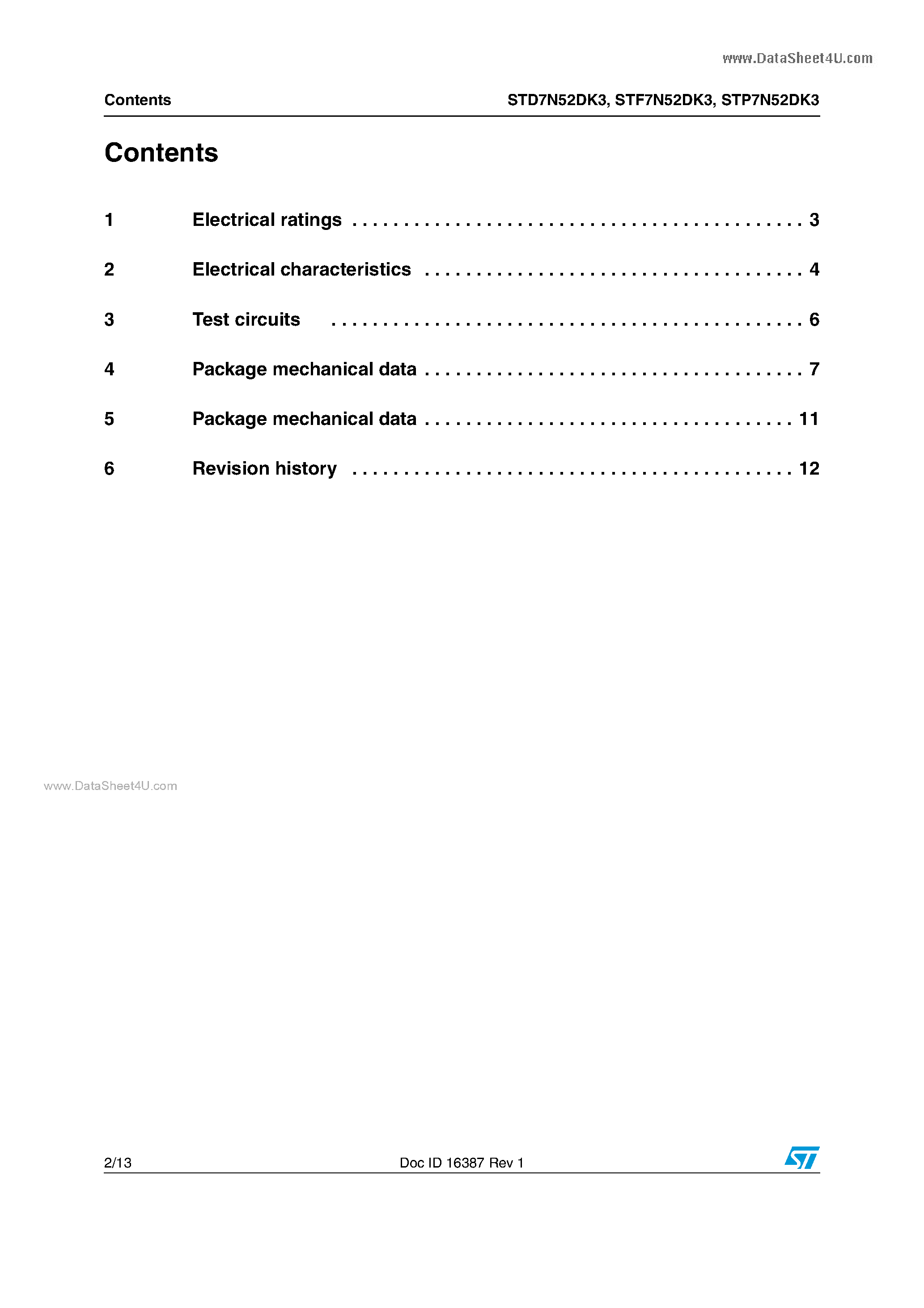Datasheet STD7N52DK3 - Power MOSFETs page 2