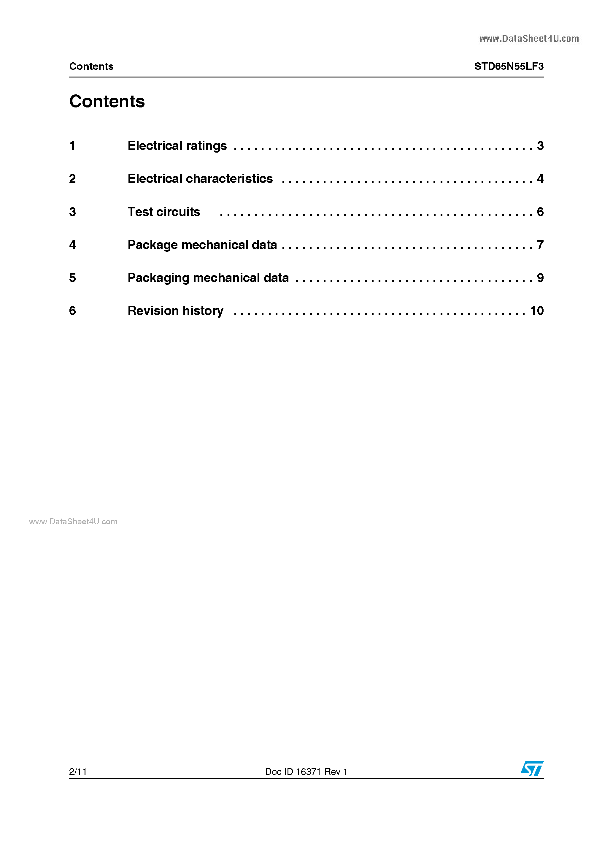 Datasheet STD65N55LF3 - Power MOSFETs page 2