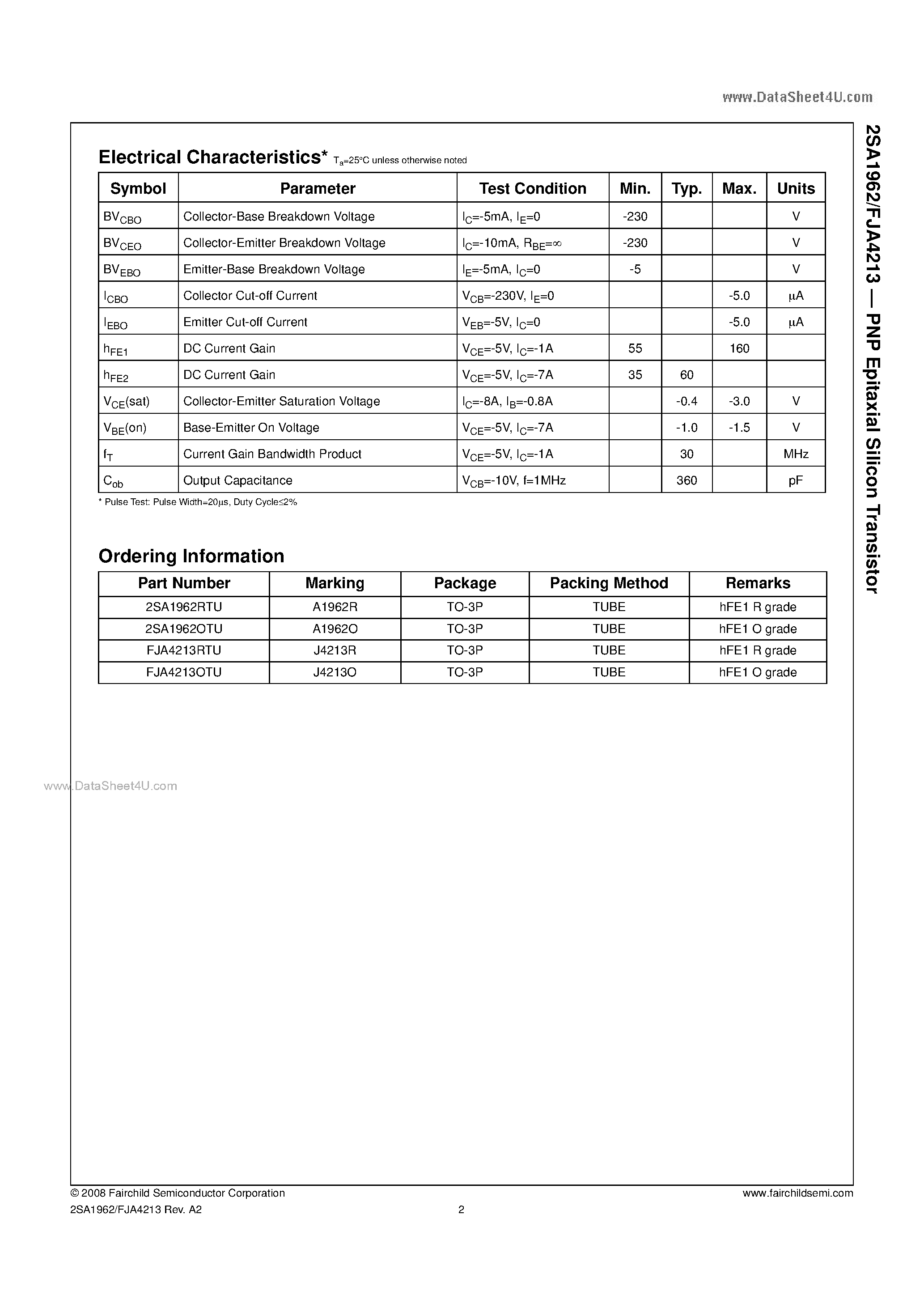 Datasheet 2SA1962 - PNP Epitaxial Silicon Transistor page 2