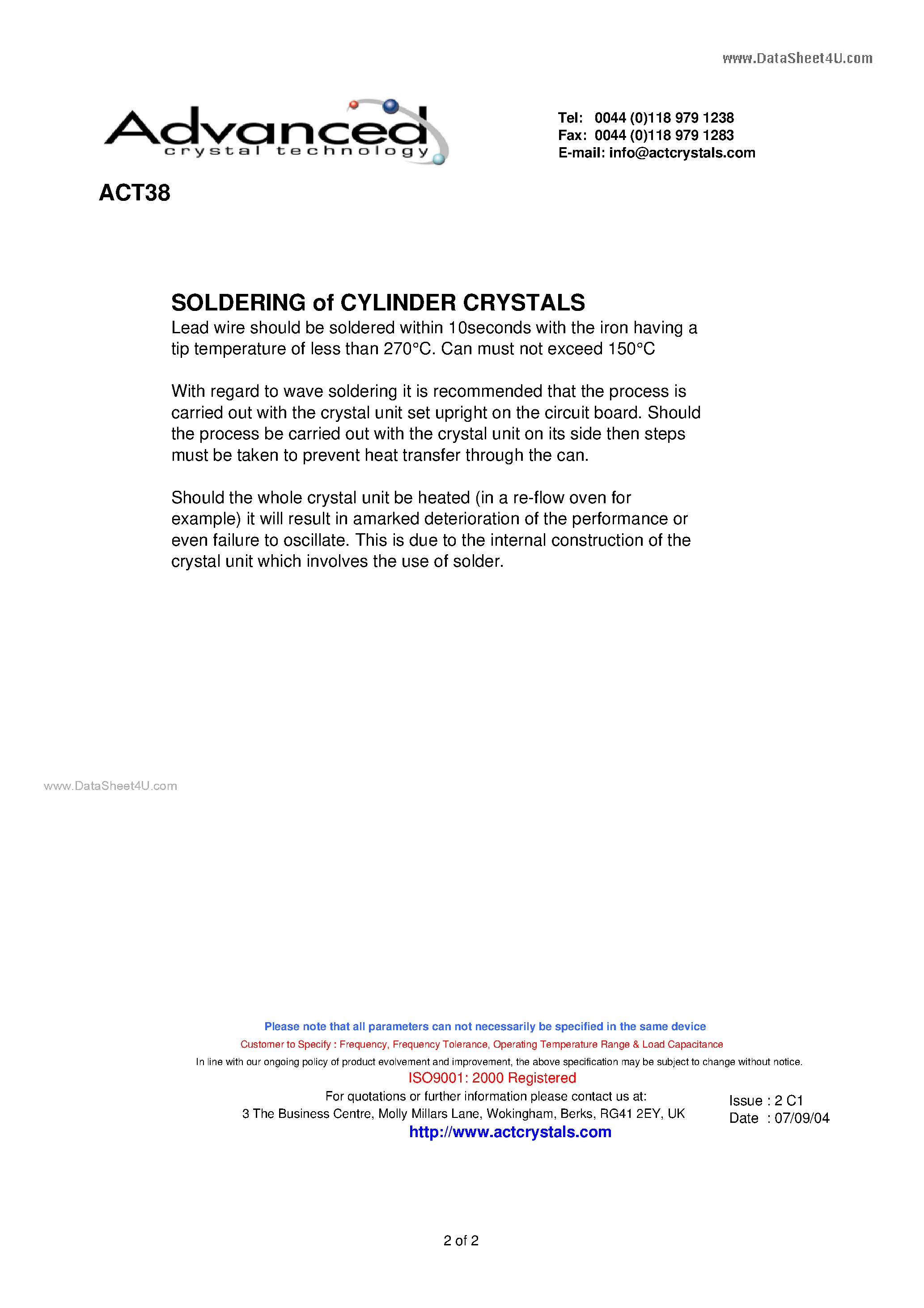 Даташит на микросхему ACT38 страница 2 Даташит ACT38 - a miniature cylindrical страница 2