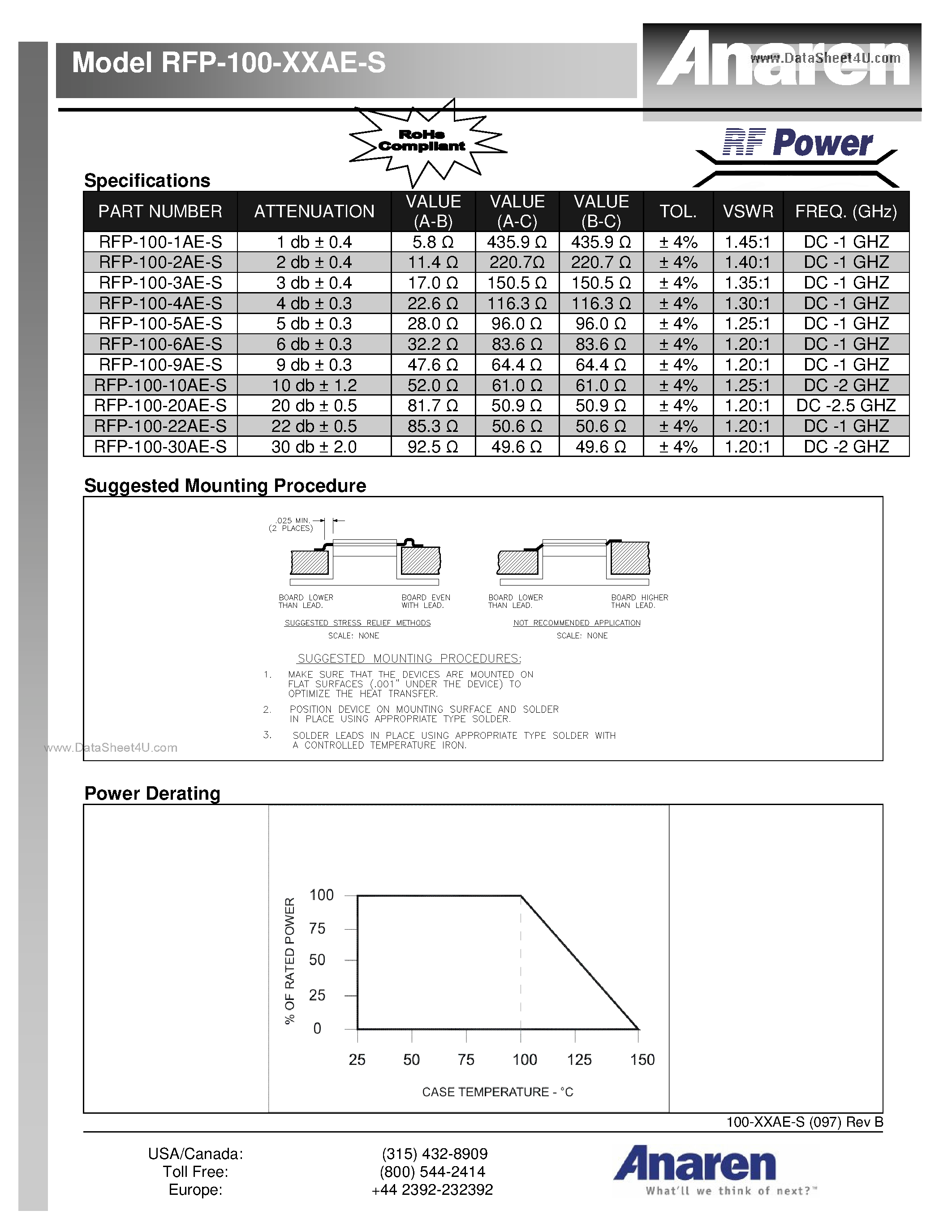Datasheet RFP-100-2AE-S - Flanged Attenuators page 2