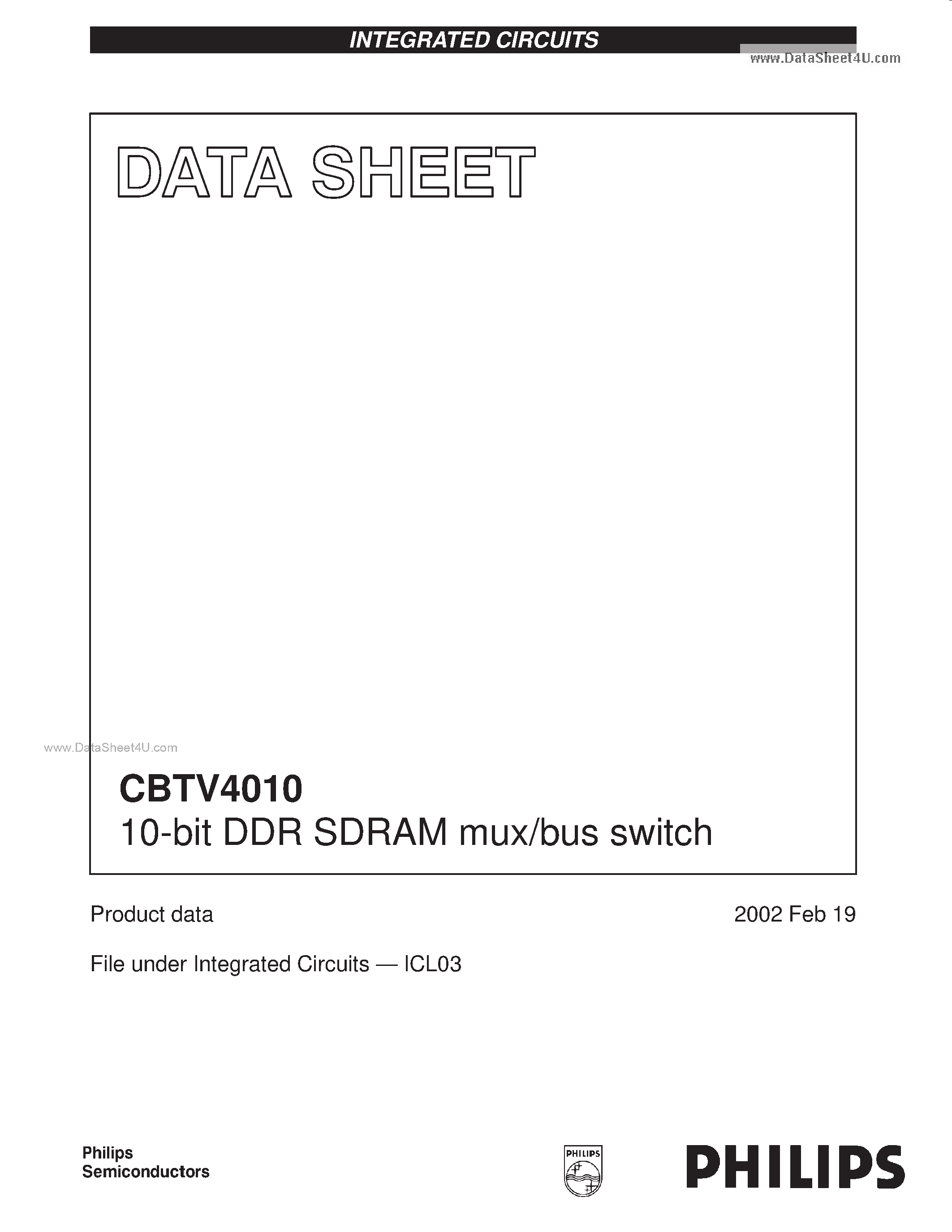Даташит CBTV4010 - 10-bit DDR SDRAM mux/bus switch страница 1