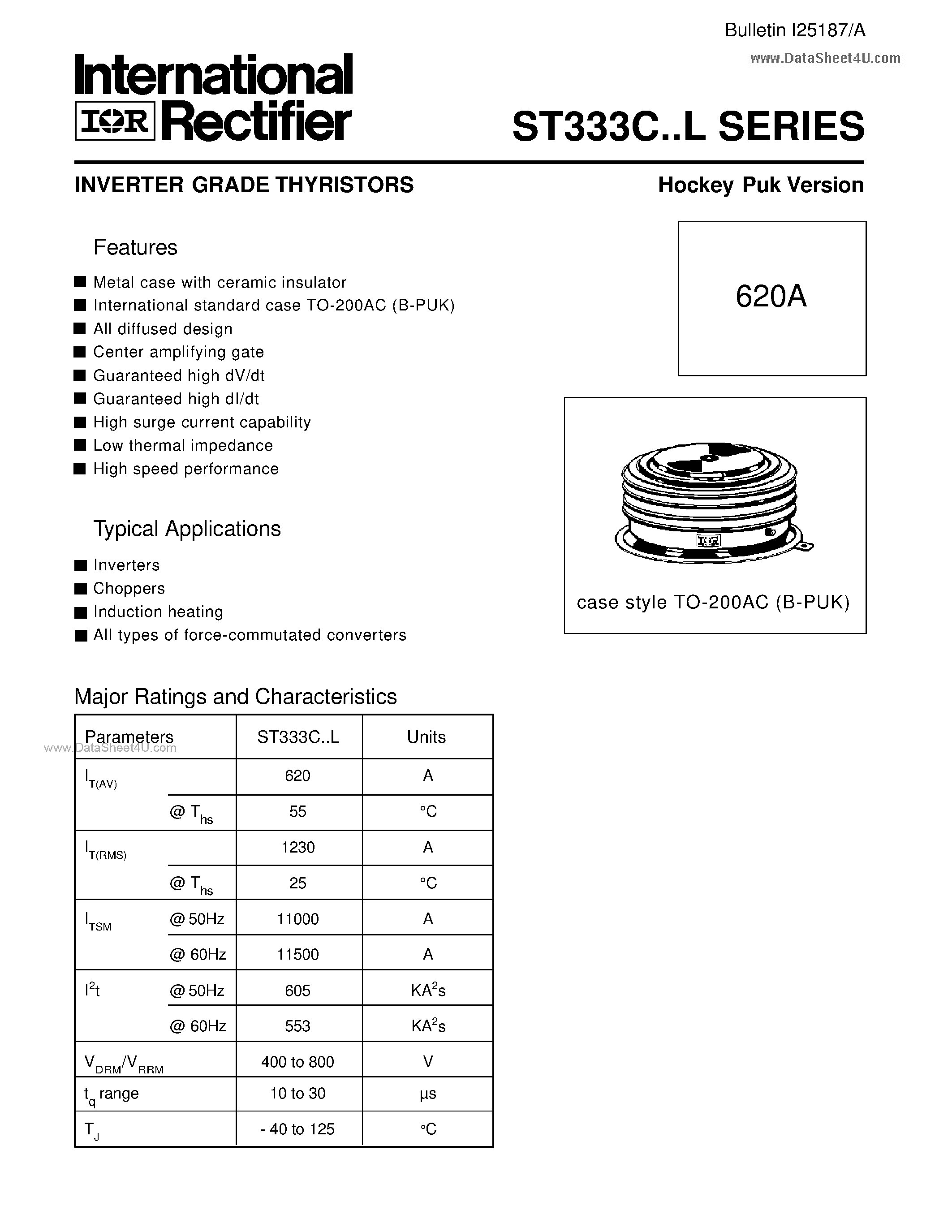 Даташит ST333C - INVERTER GRADE THYRISTORS Hockey Puk Version страница 2