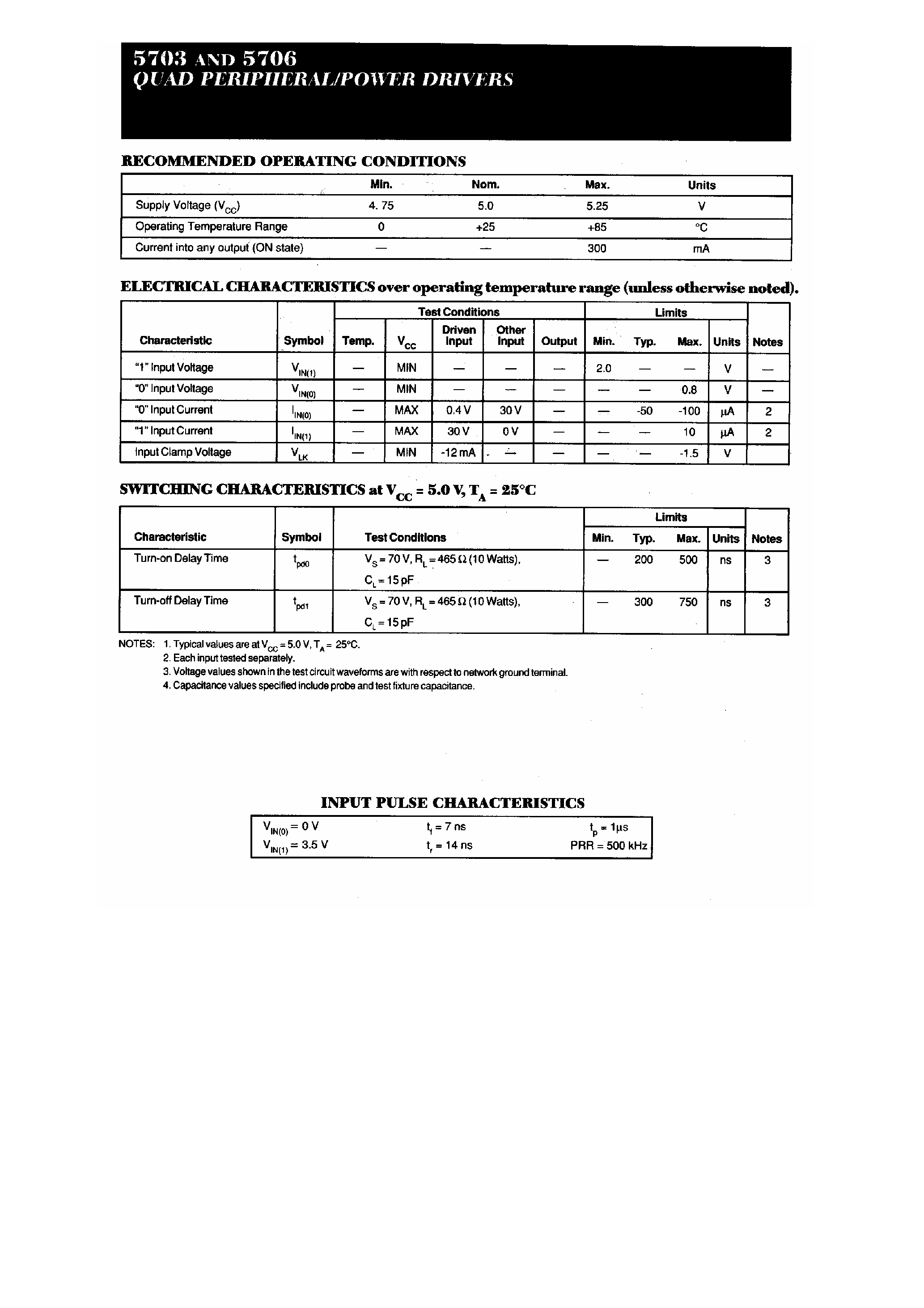 Datasheet UDN5703 - Quad 2 Input Peripheral / Power Drivers page 2