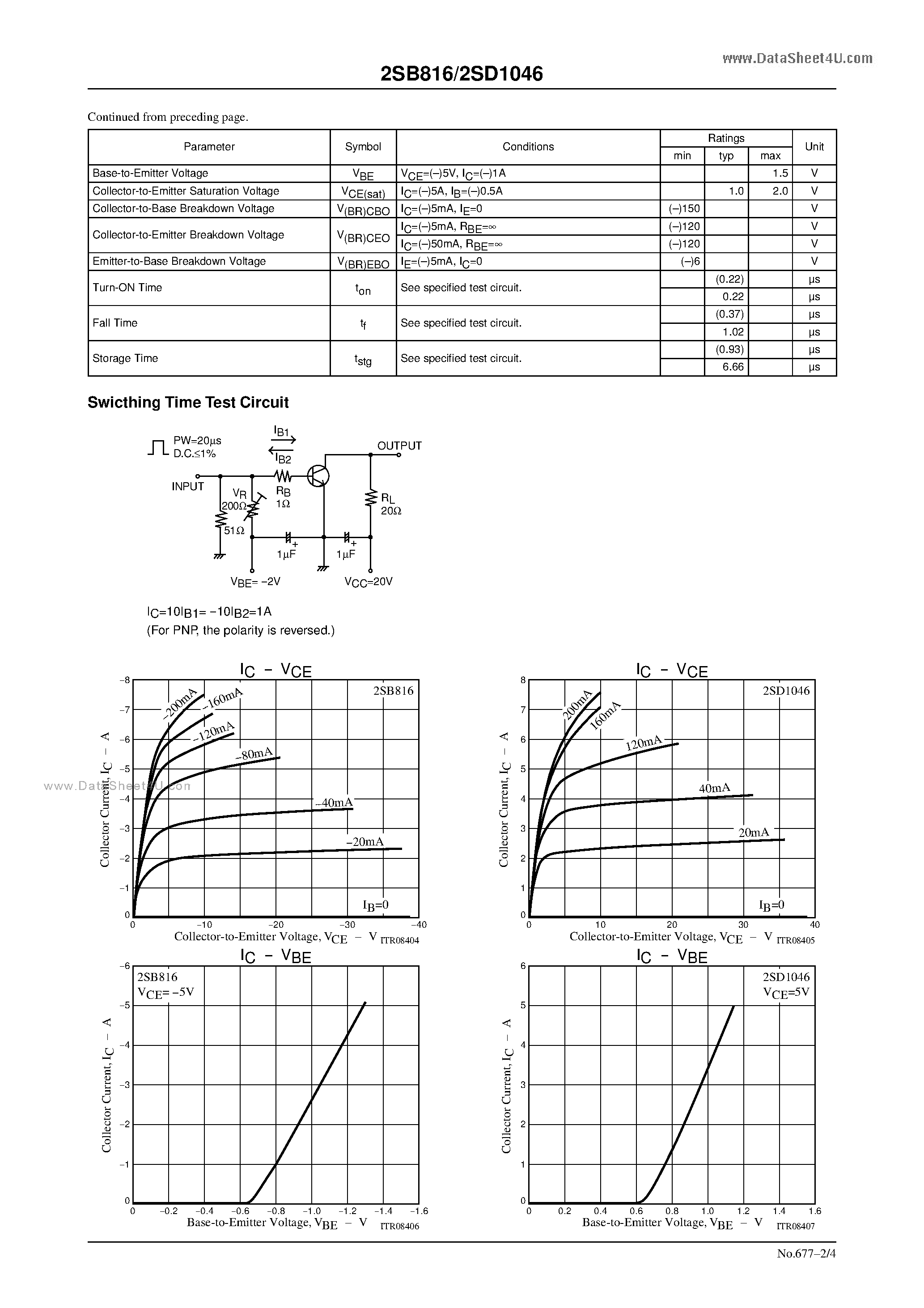 Datasheet D1046 - Search -----> 2SD1046 page 2