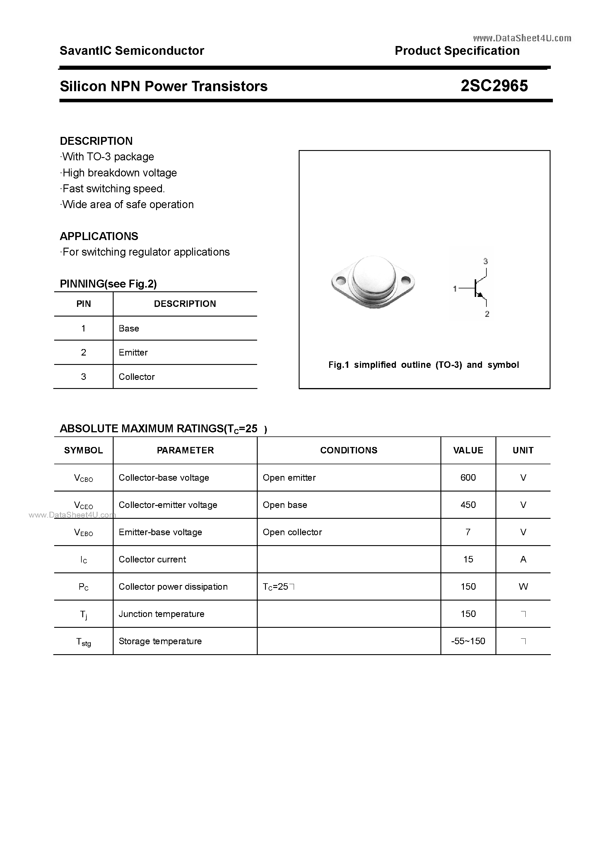 Datasheet C2965 page 1 Datasheet C2965 - Search -----> 2SC2965 page 1