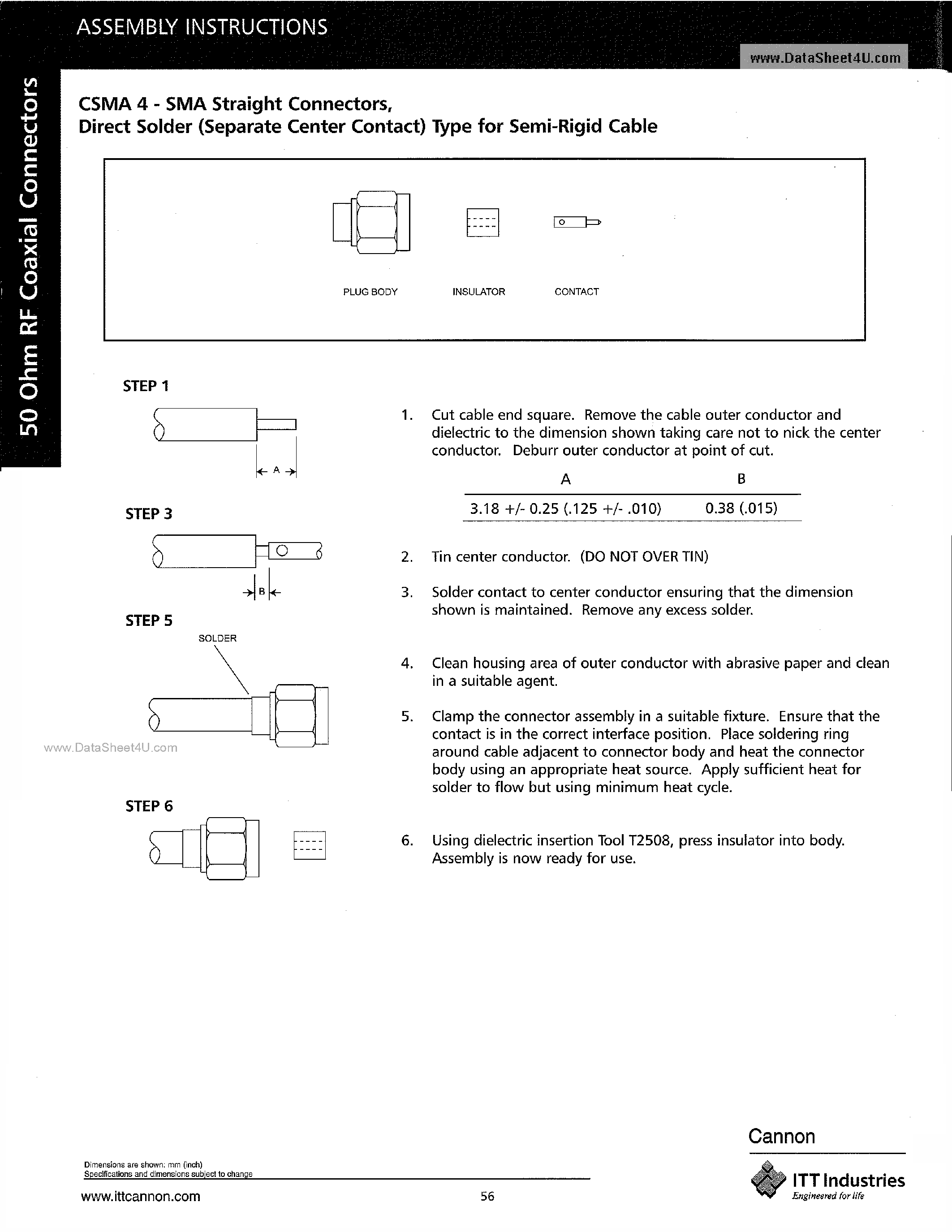 Даташит на микросхему CSMA4 страница 1 Даташит CSMA4 - SMA Straight Connectors страница 1