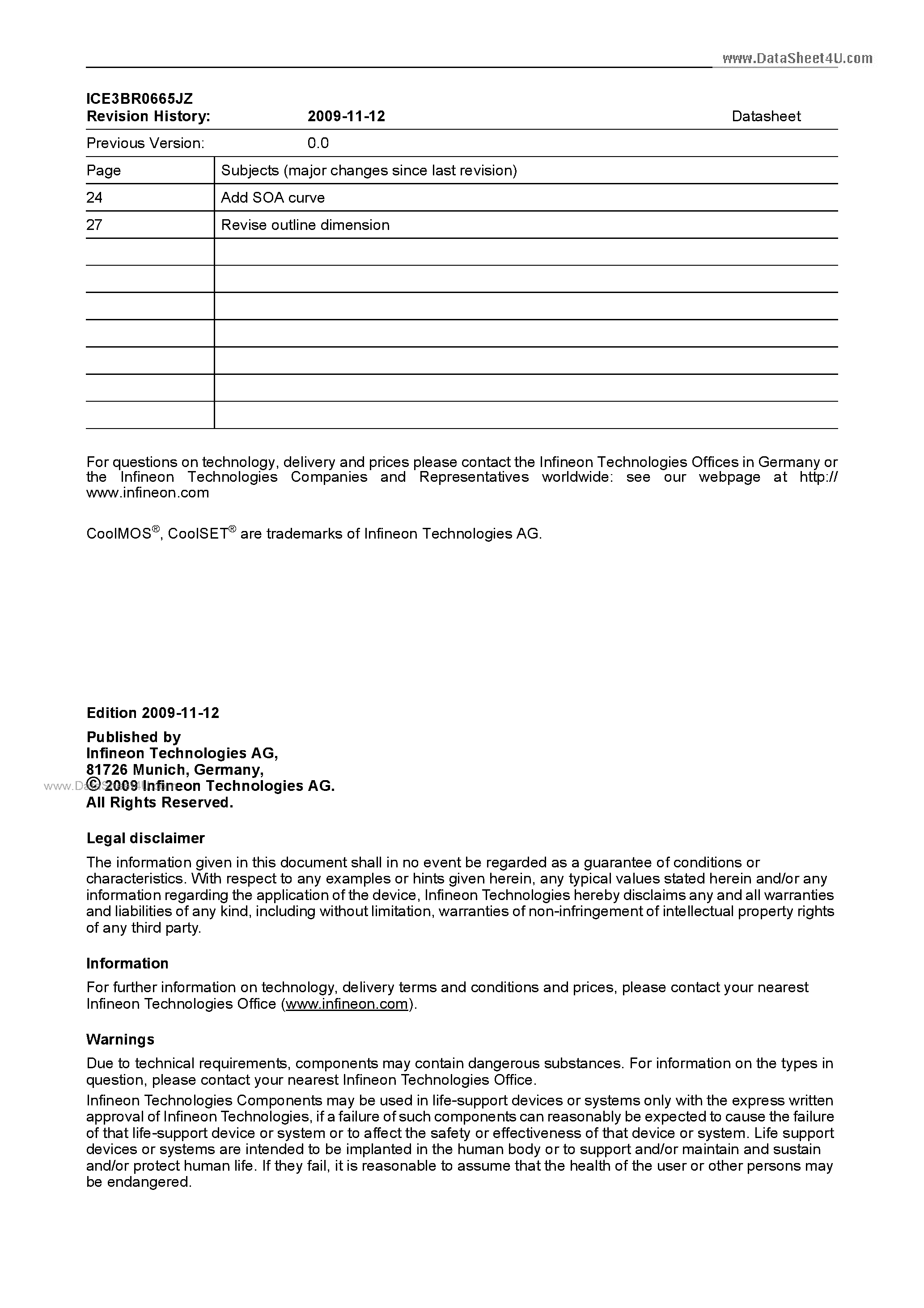 Datasheet ICE3BR0665JZ - Off-Line SMPS Current Mode Controller page 2