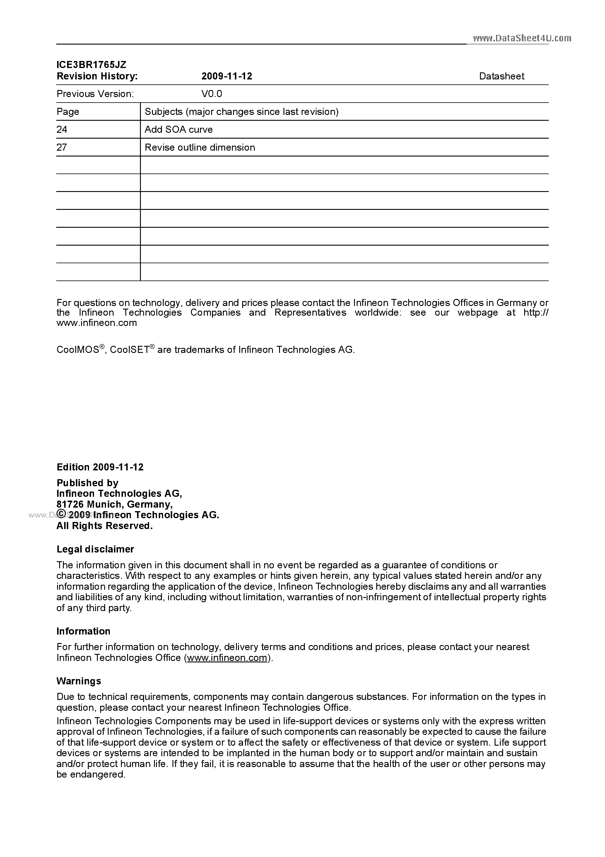 Datasheet ICE3BR1765JZ - Off-Line SMPS Current Mode Controller page 2