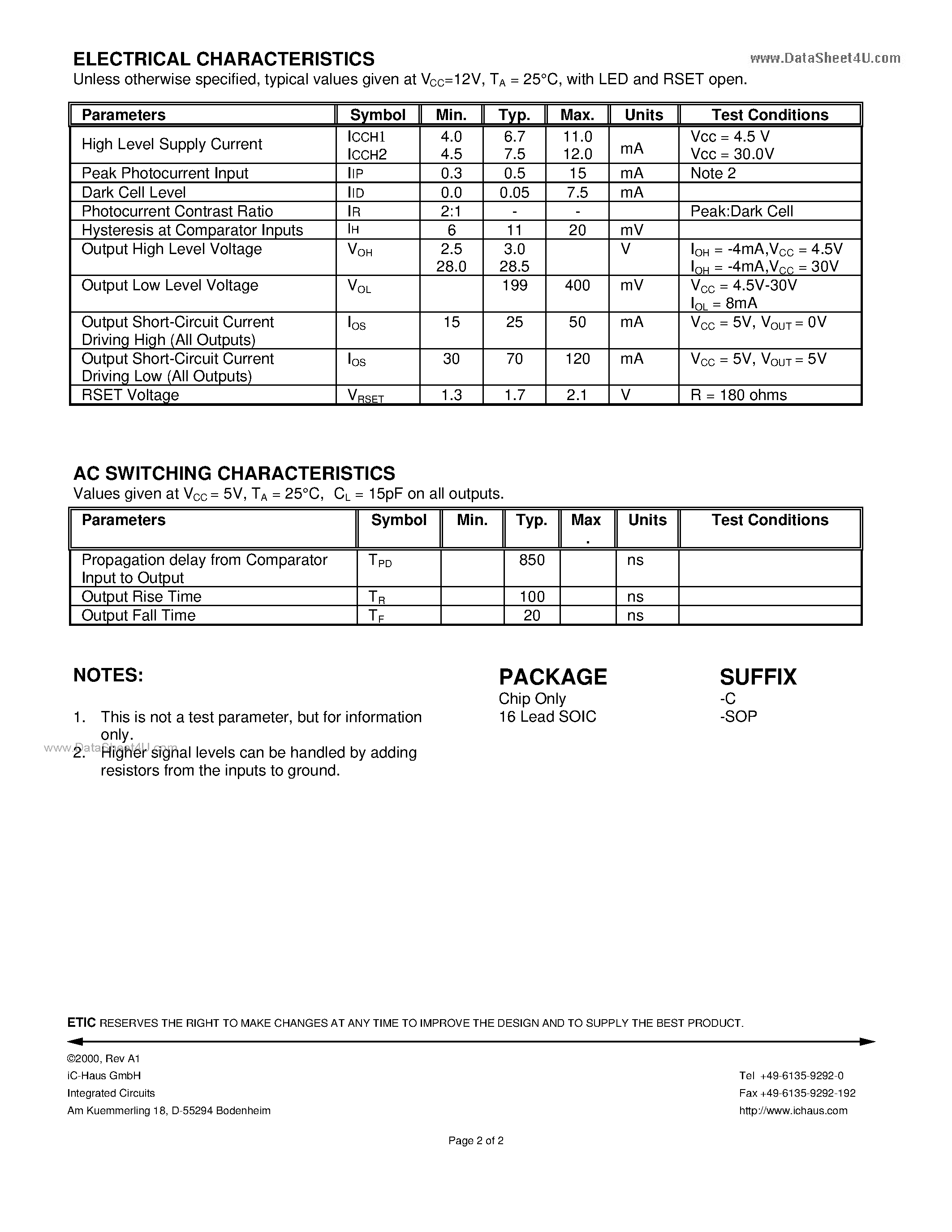 Даташит ET9571 - 3-Ch. Diff. Amplifier-comparator страница 2